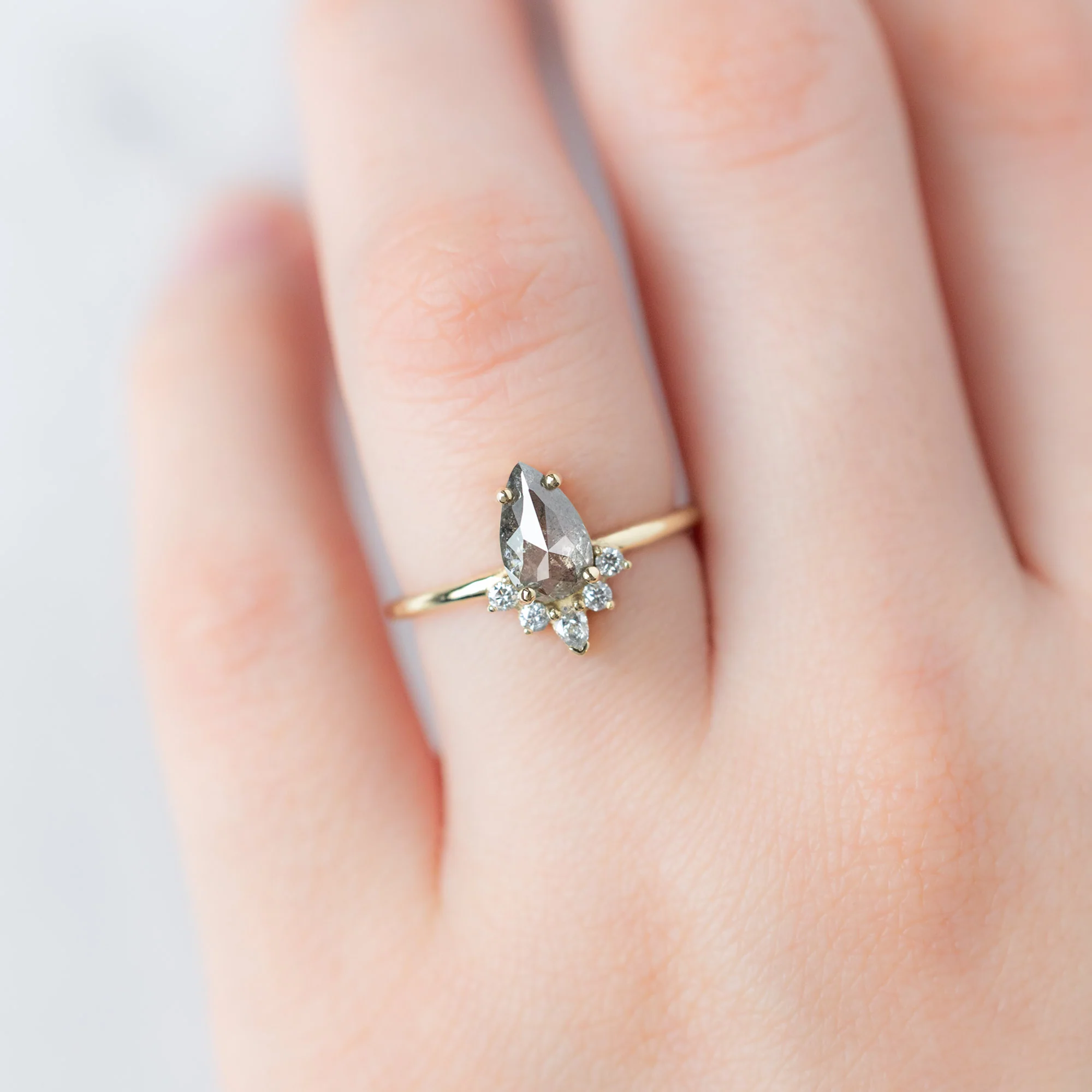 The Aster Ring | 1.01ct Pear Green Diamond in 14K Yellow Gold - Image 4