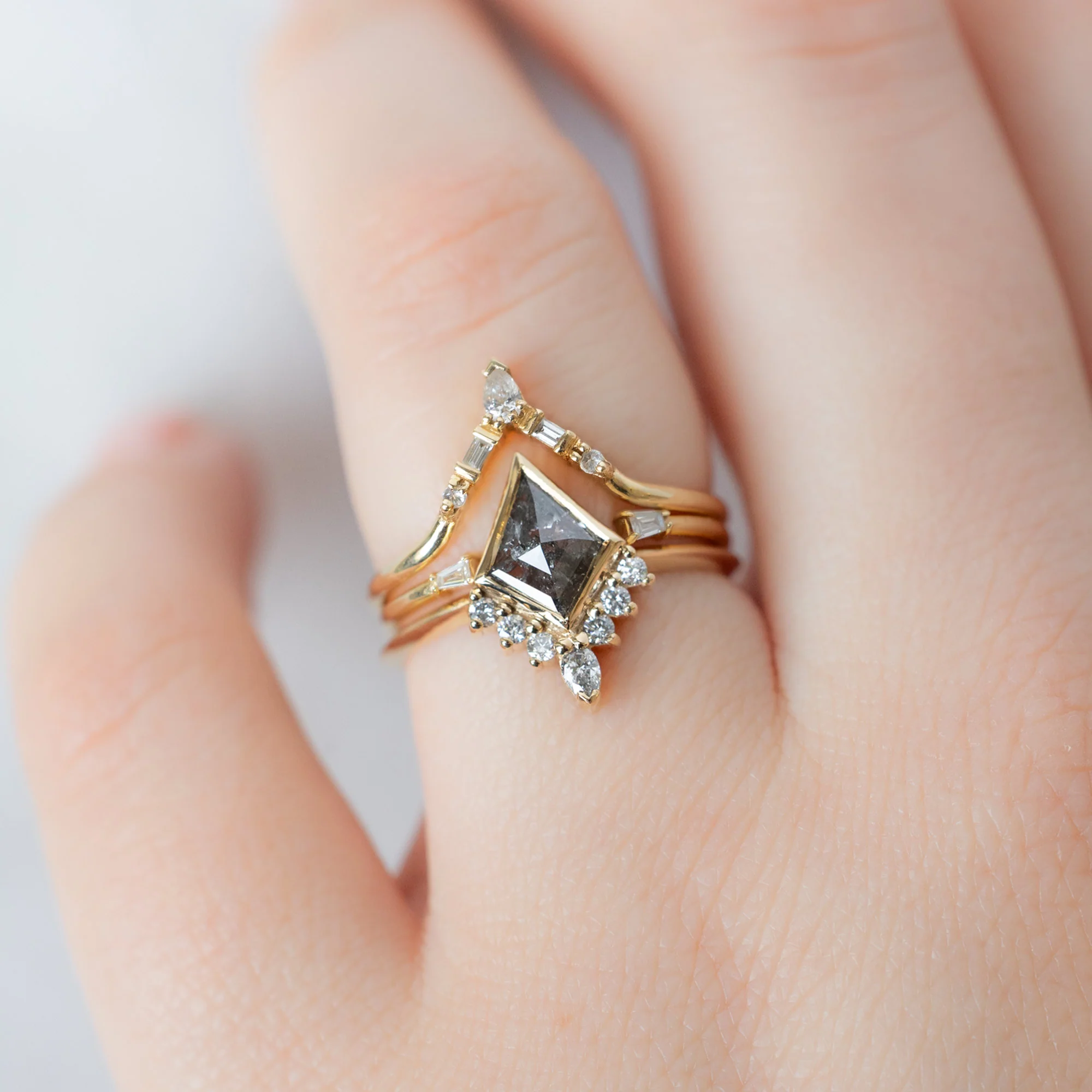 The Aster Ring | 1.02ct Kite Salt and Pepper Diamond in 14K Yellow Gold - Image 2