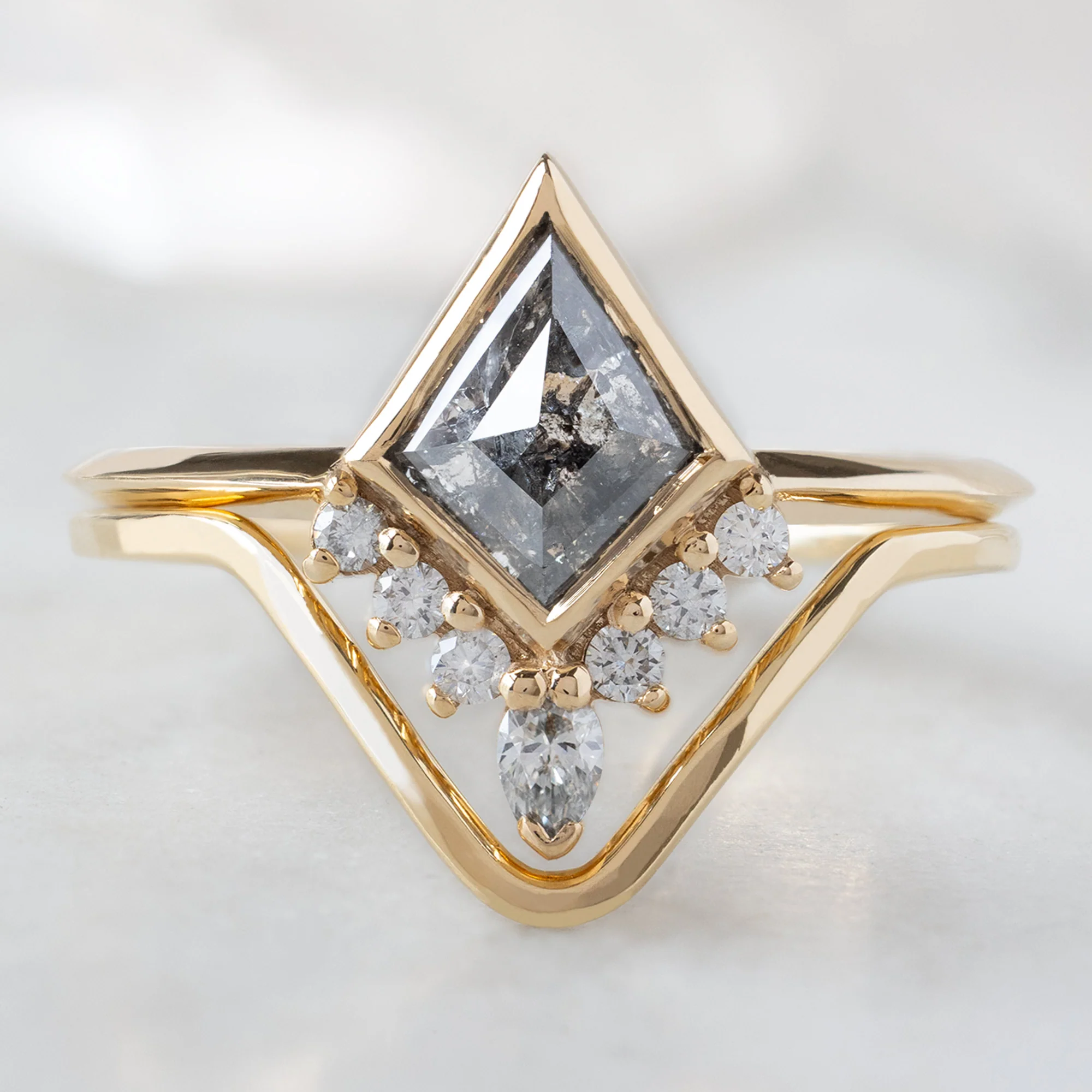 The Aster Ring | 1.02ct Kite Salt and Pepper Diamond in 14K Yellow Gold - Image 3