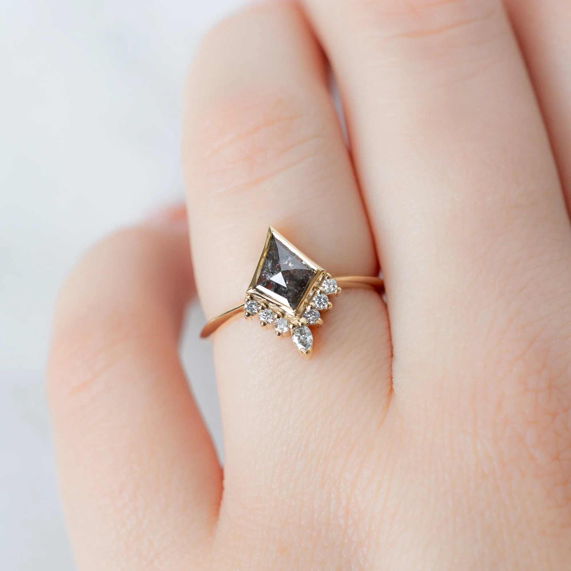 The Aster Ring | 1.02ct Kite Salt and Pepper Diamond in 14K Yellow Gold - Image 5