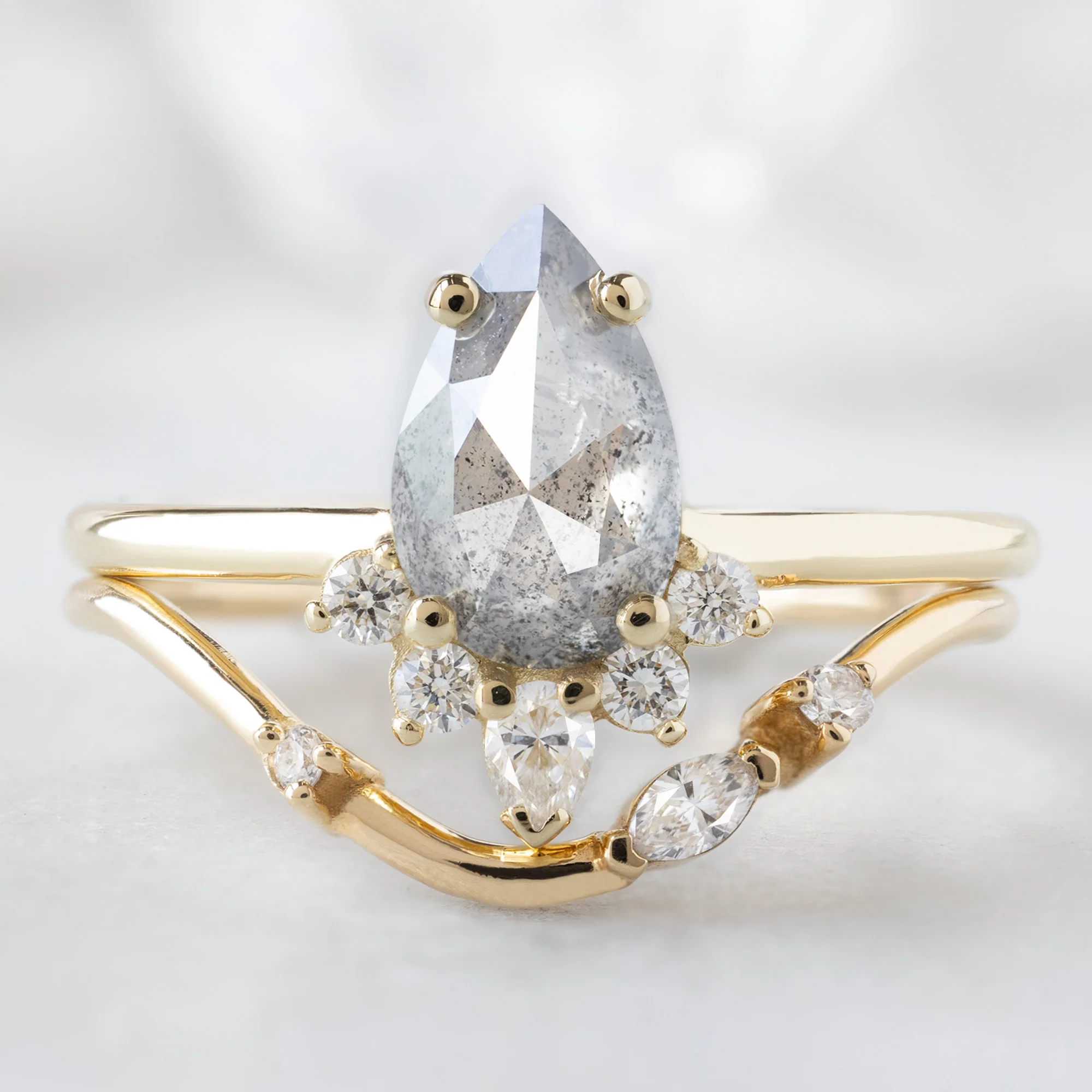 The Aster Ring | 1.10ct Pear Salt and Pepper Diamond in 14K Yellow Gold - Image 3