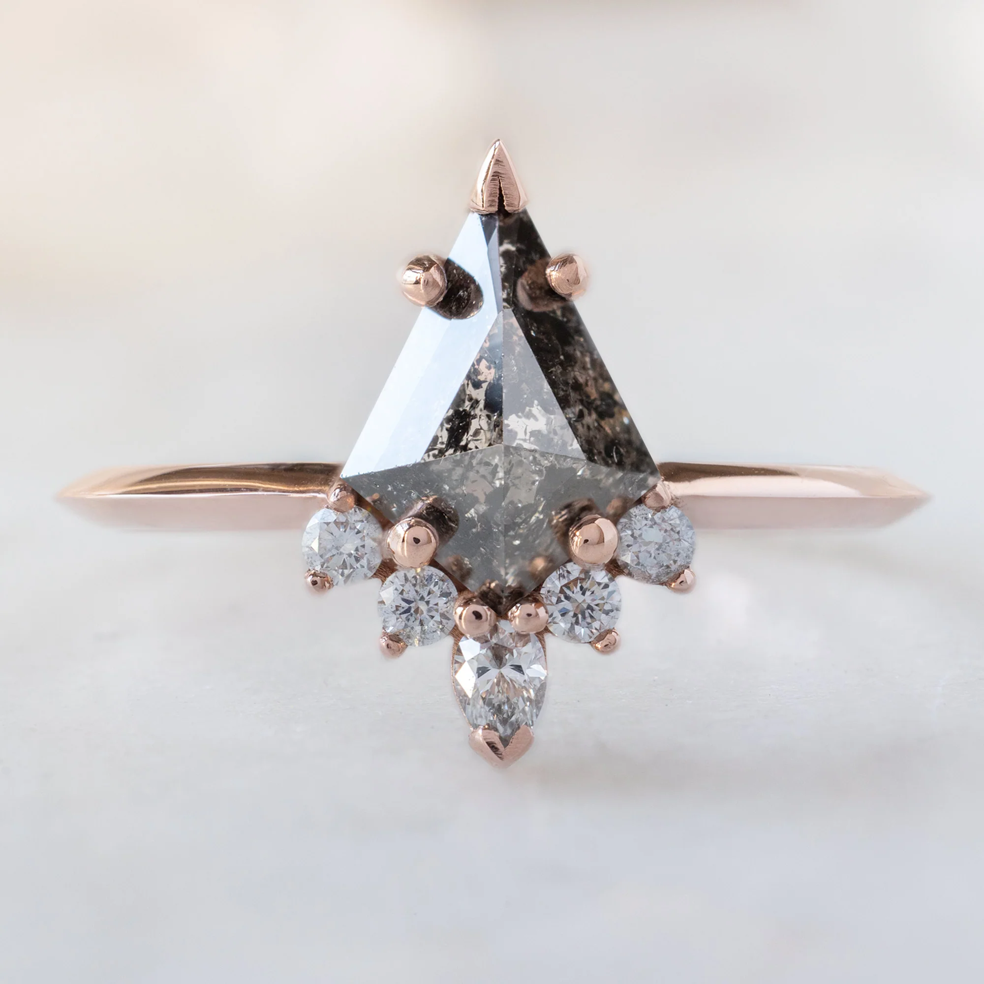The Aster Ring | 1.14ct Kite Black Diamond in 14K Rose Gold