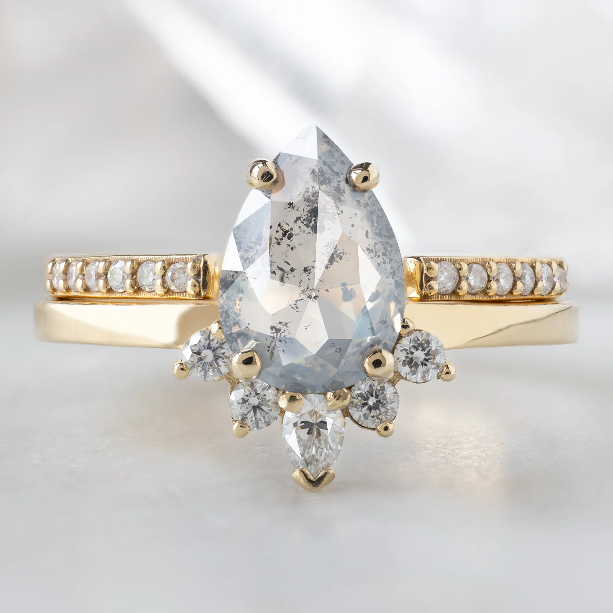 The Aster Ring | 1.19ct Pear Salt and Pepper Diamond in 14K Yellow Gold - Image 3