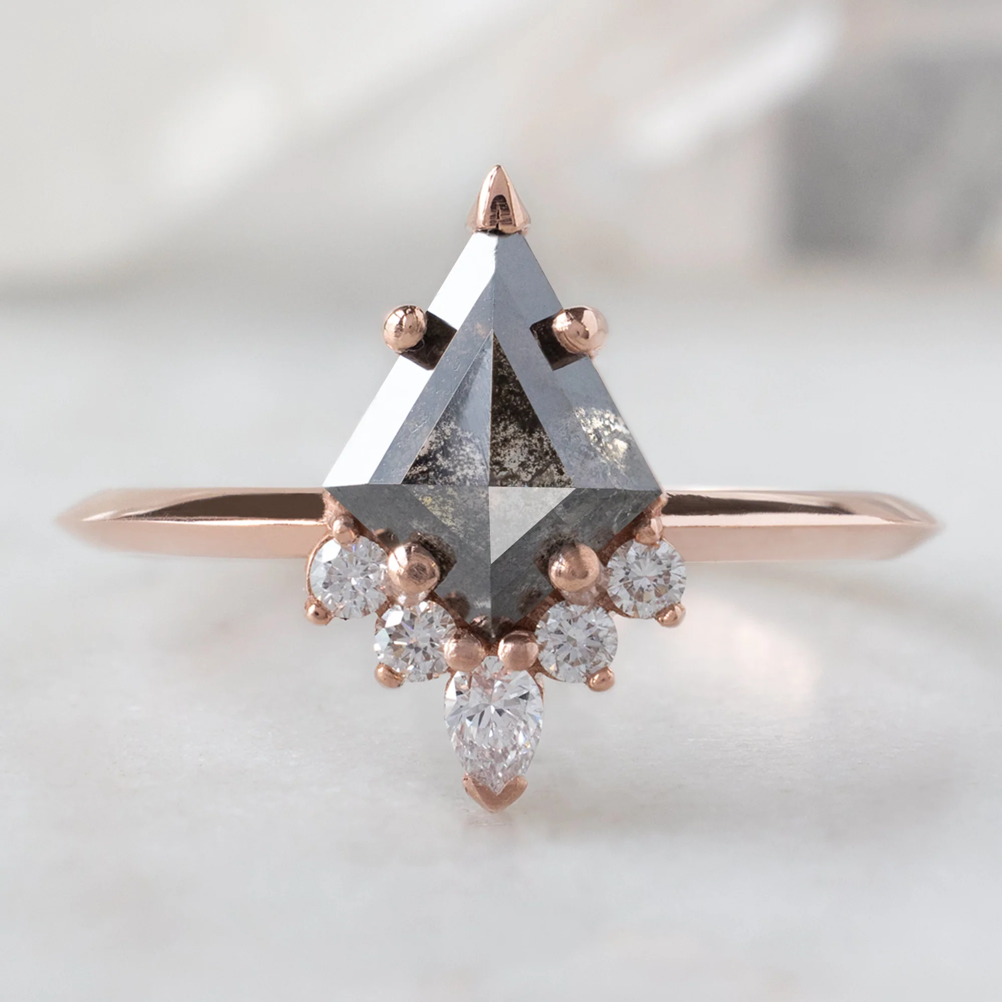 The Aster Ring | 1.22ct Kite Black Diamond in 14K Rose Gold