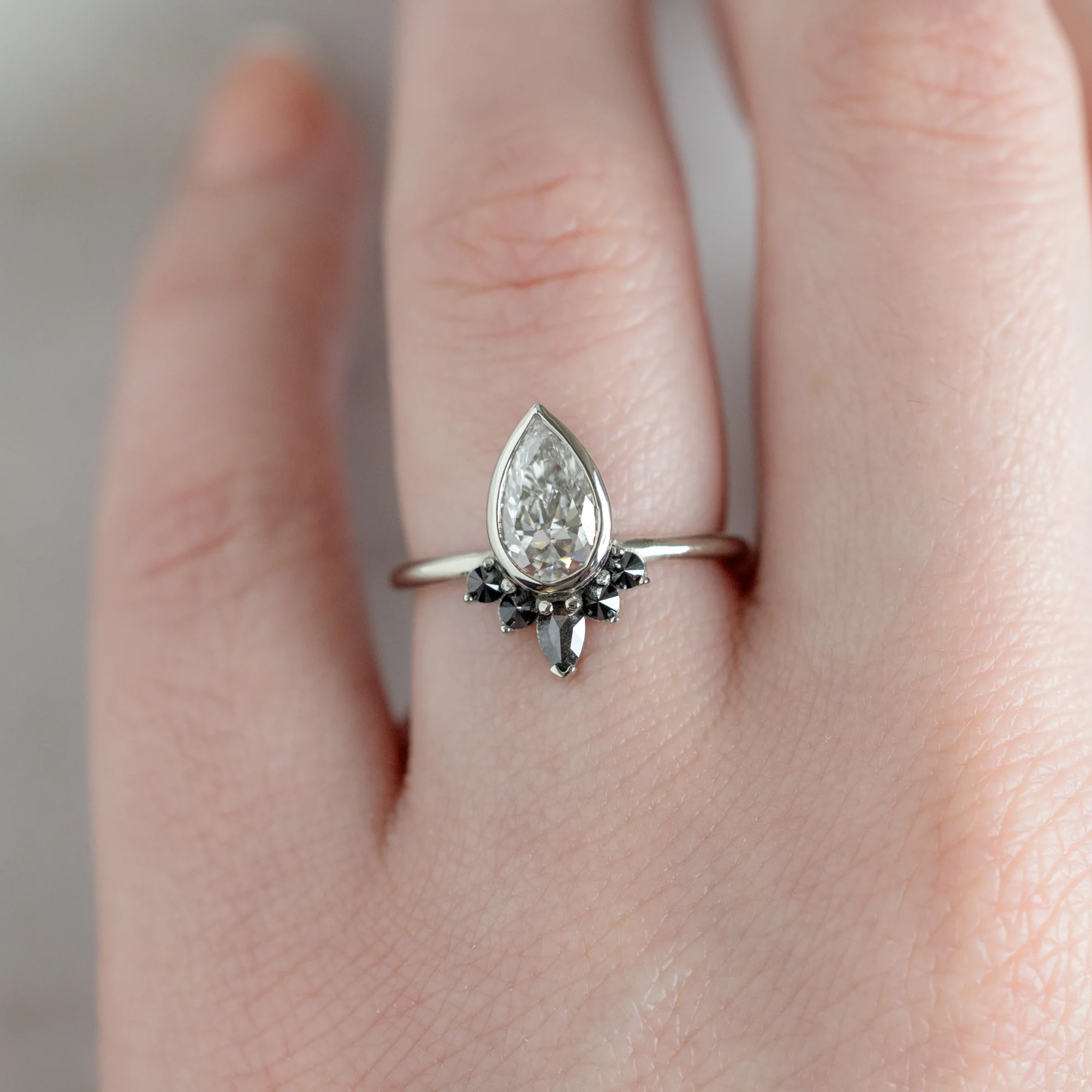 The Aster Ring | 1.22ct Lab Grown Pear White Diamond in 14K White Gold - Image 4