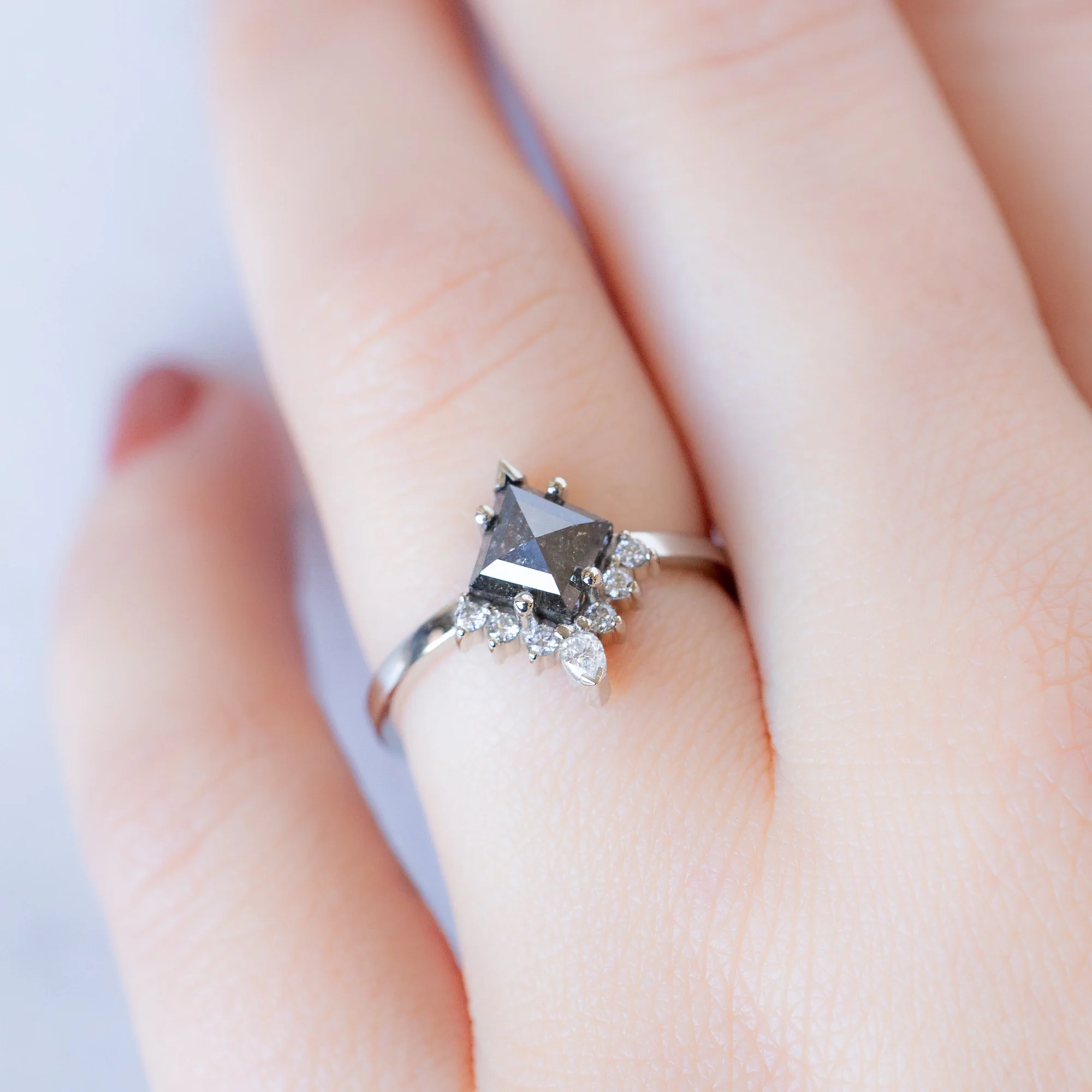 The Aster Ring | 1.23ct Kite Black Diamond in 14K White Gold - Image 2