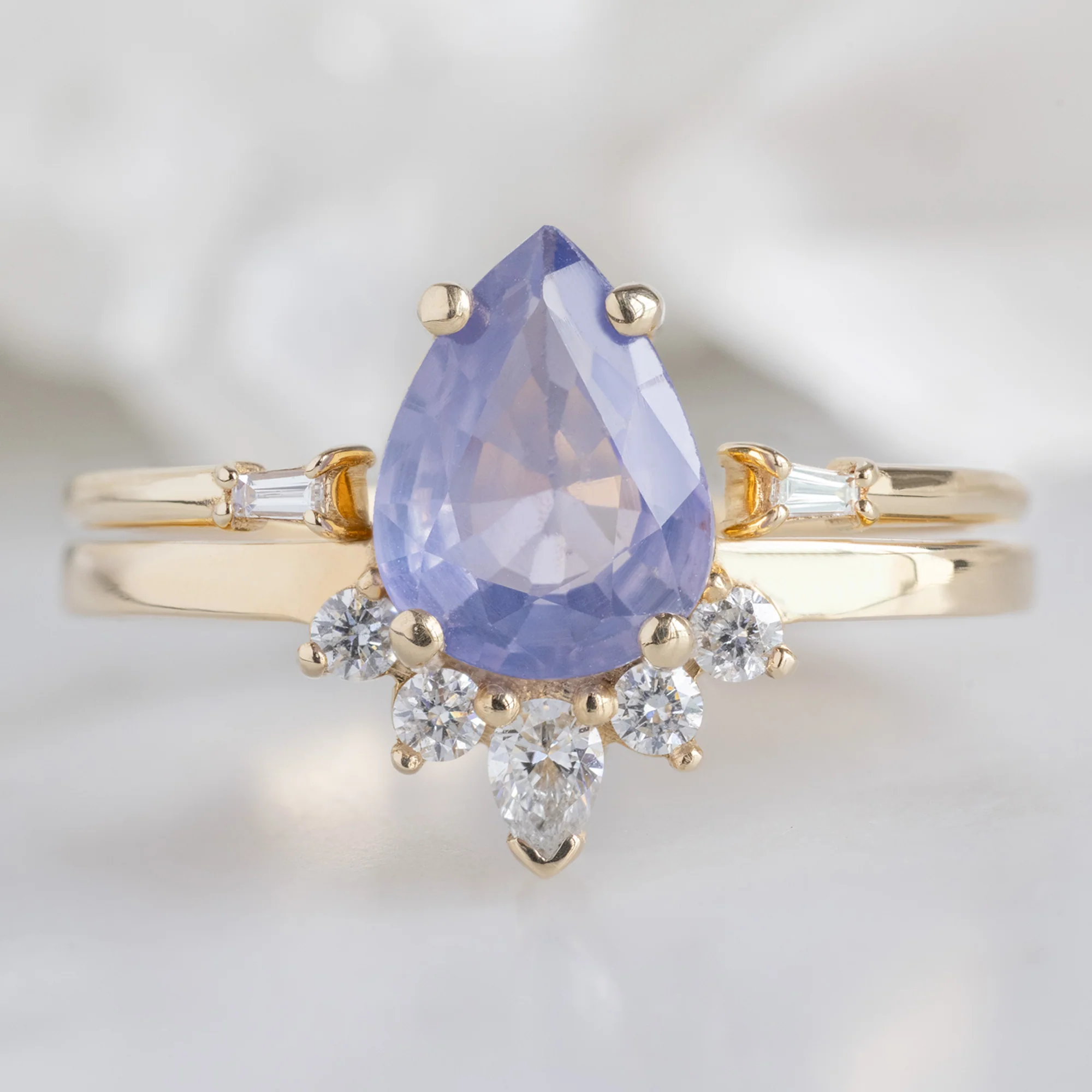 The Aster Ring | 1.23ct Pear Cut Lavender Sapphire in 14K Yellow Gold - Image 3