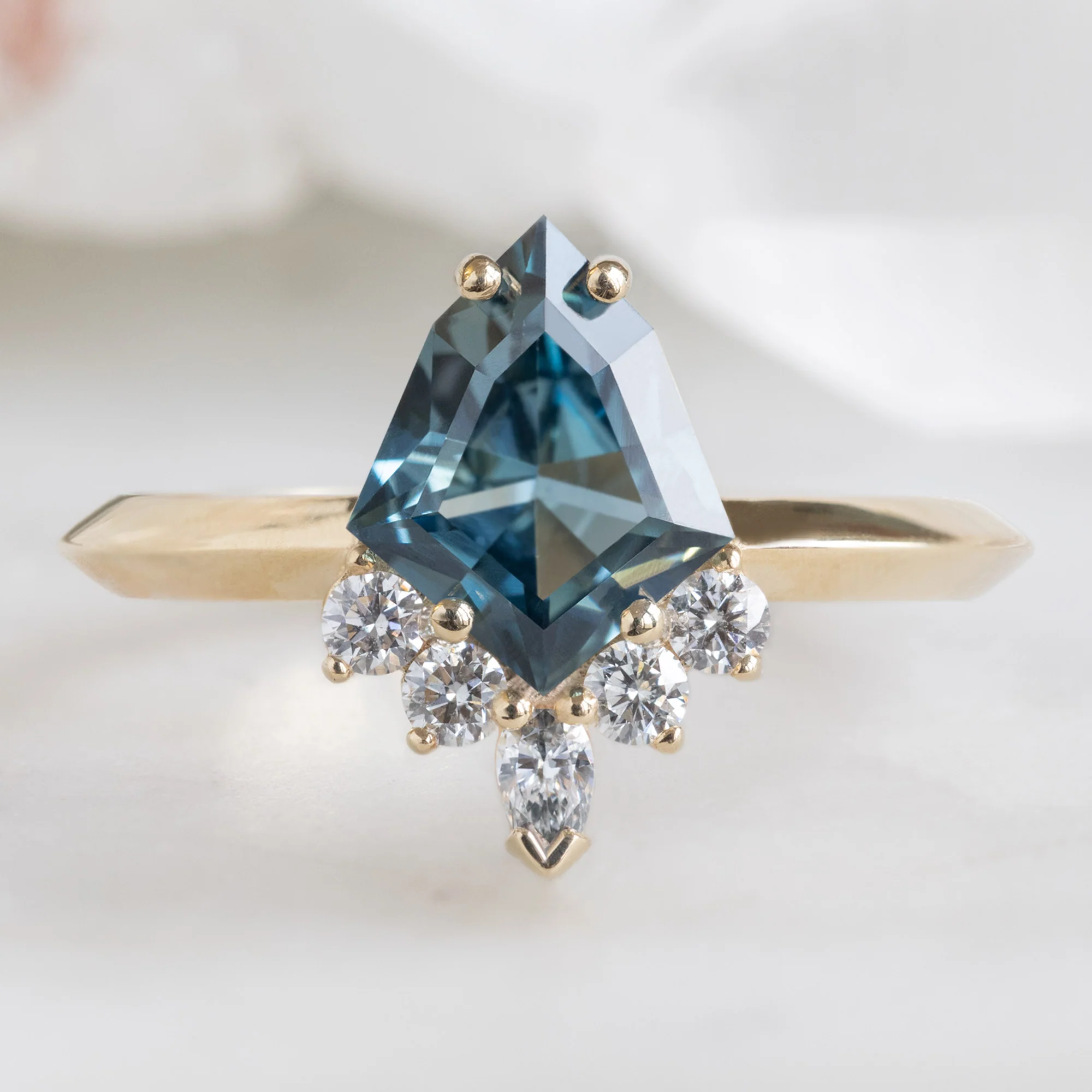 The Aster Ring | 1.28ct Kite Blue Sapphire in 14K Yellow Gold