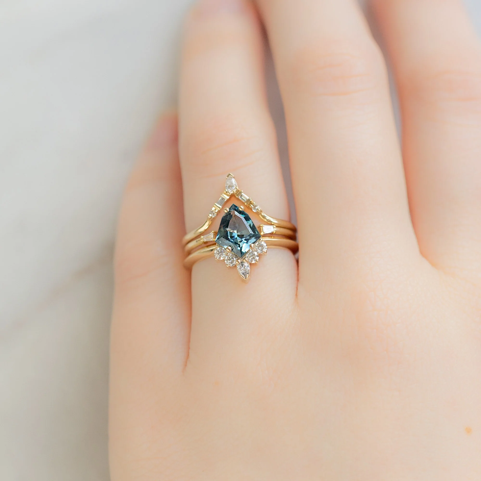 The Aster Ring | 1.28ct Kite Blue Sapphire in 14K Yellow Gold - Image 3