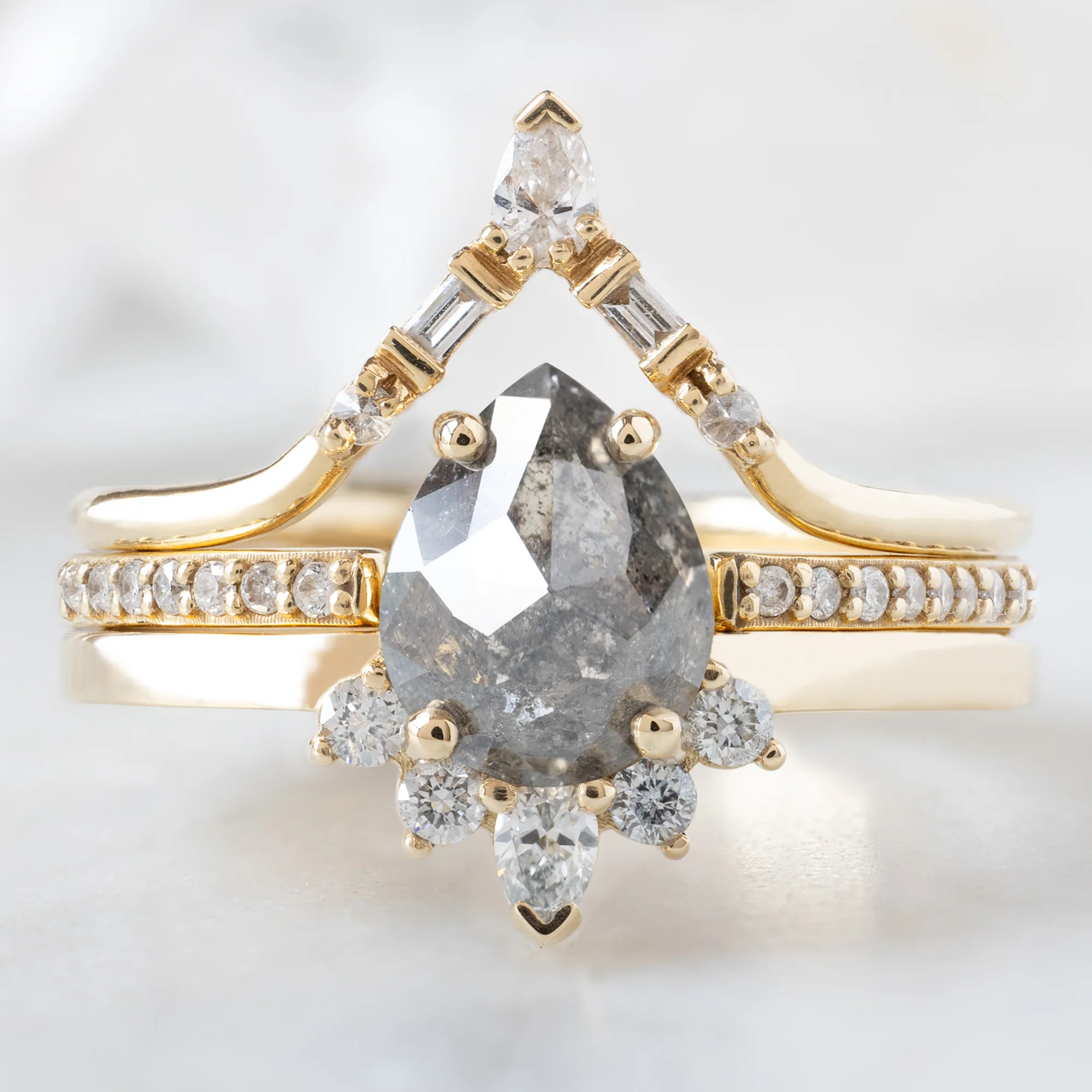 The Aster Ring | 1.31ct Pear Salt and Pepper Diamond in 14K Yellow Gold - Image 2