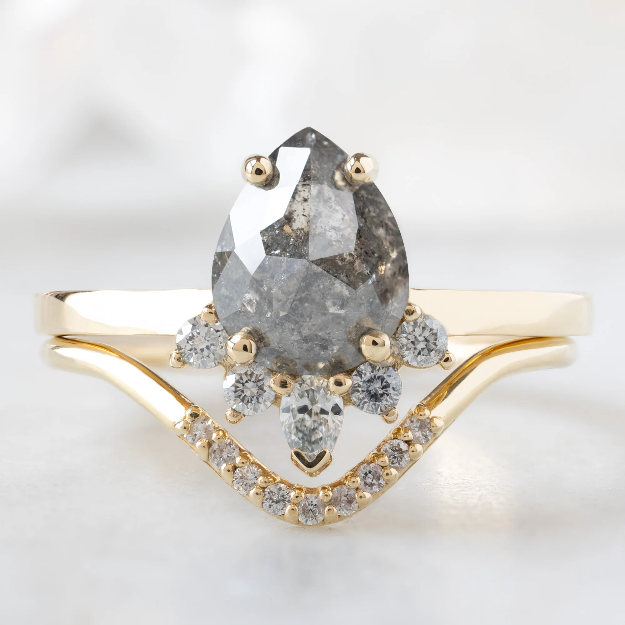 The Aster Ring | 1.31ct Pear Salt and Pepper Diamond in 14K Yellow Gold - Image 3