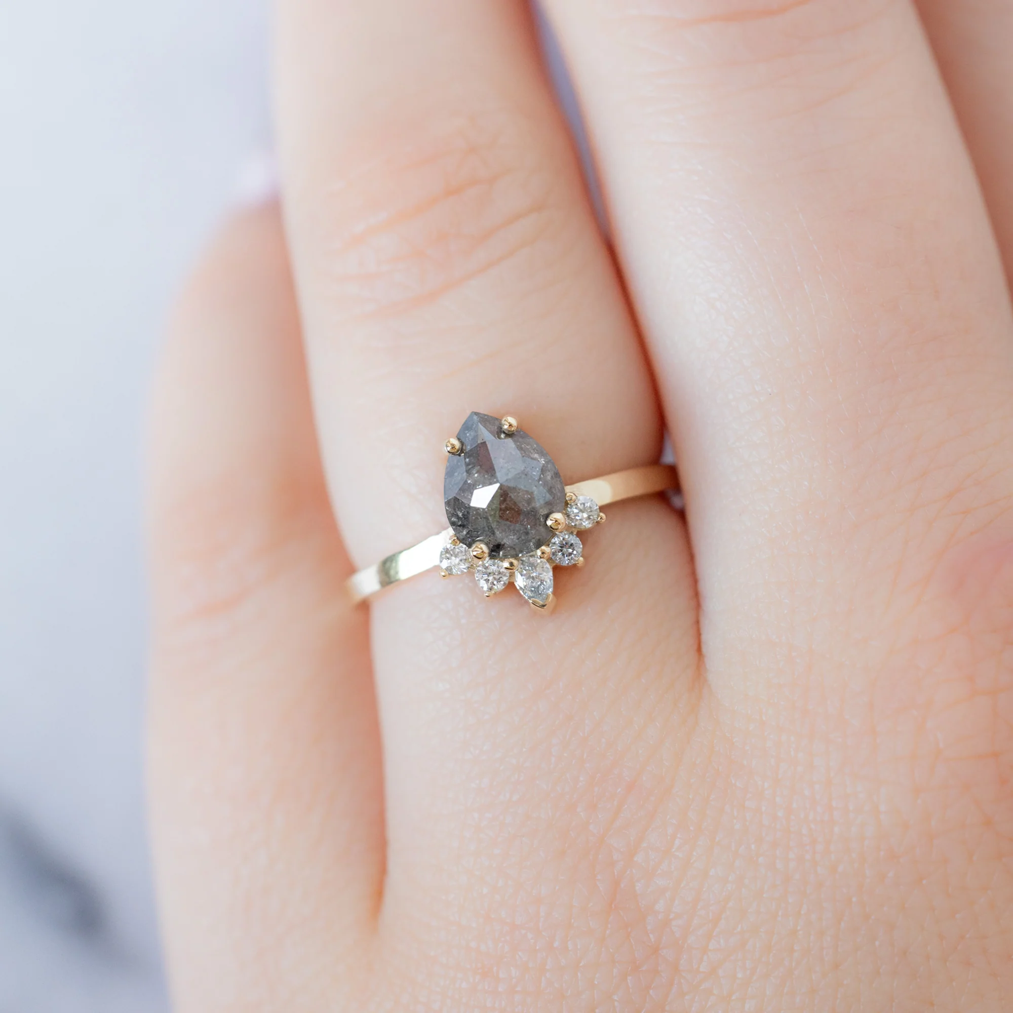 The Aster Ring | 1.31ct Pear Salt and Pepper Diamond in 14K Yellow Gold - Image 4