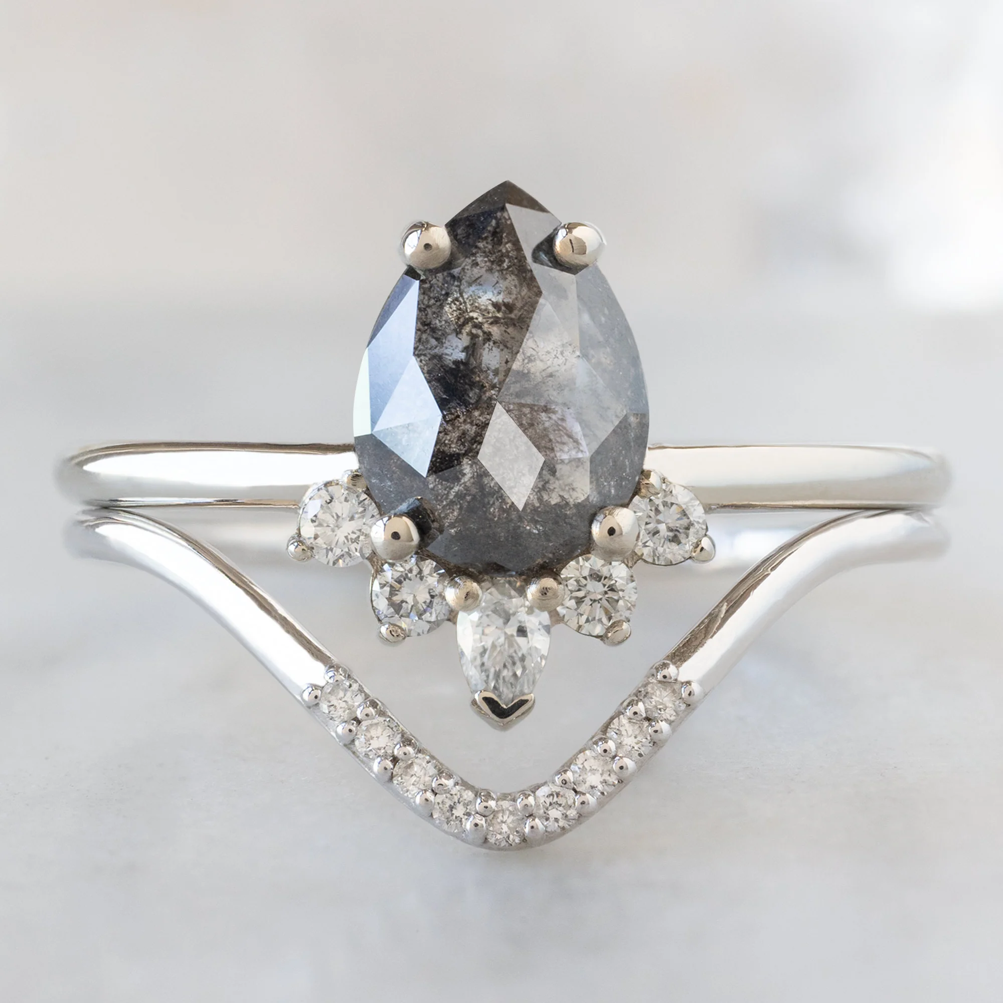 The Aster Ring | 1.32ct Pear Black Diamond in 14K White Gold - Image 3