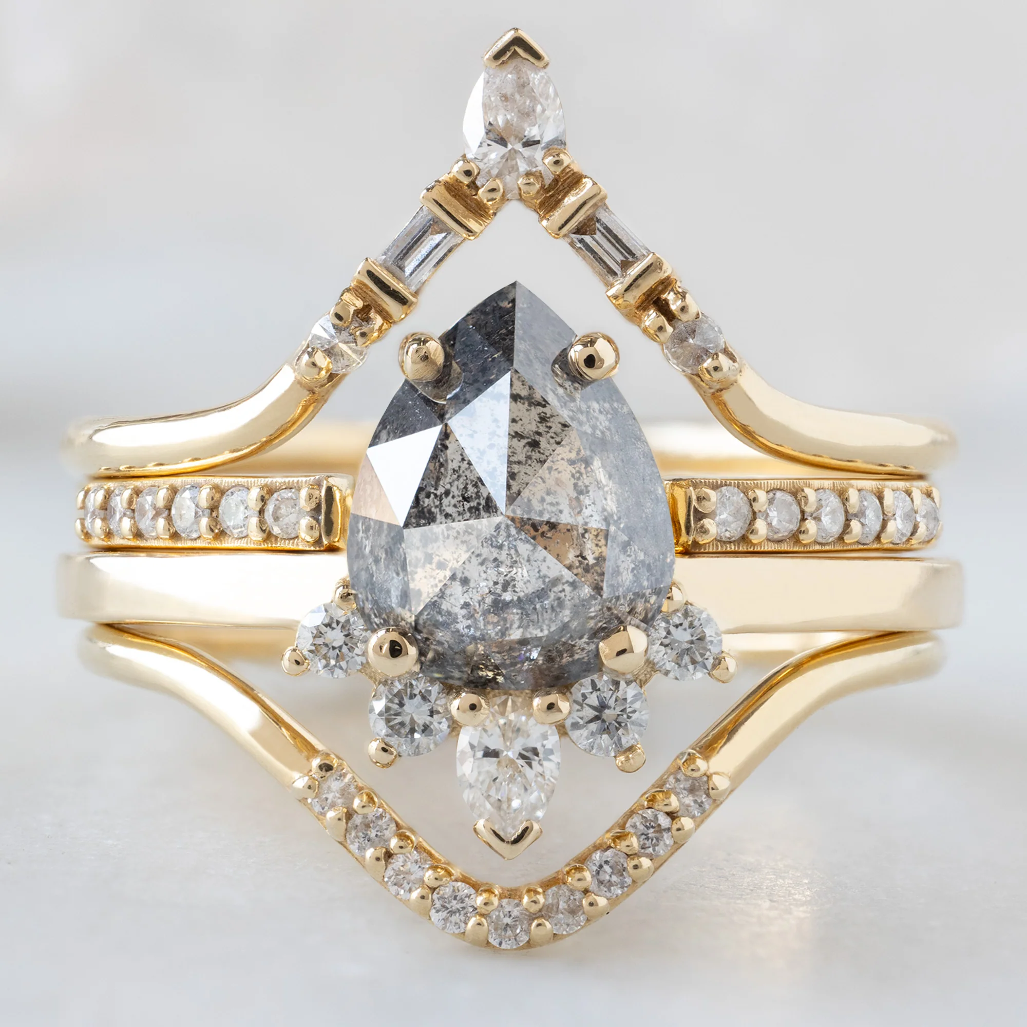 The Aster Ring | 1.35ct Pear Salt and Pepper Diamond in 14K Yellow Gold - Image 2