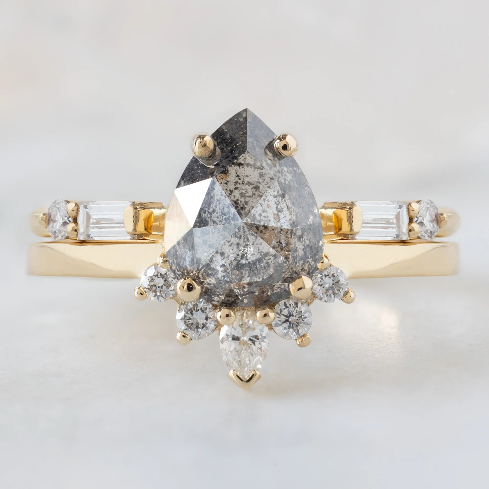 The Aster Ring | 1.35ct Pear Salt and Pepper Diamond in 14K Yellow Gold - Image 3