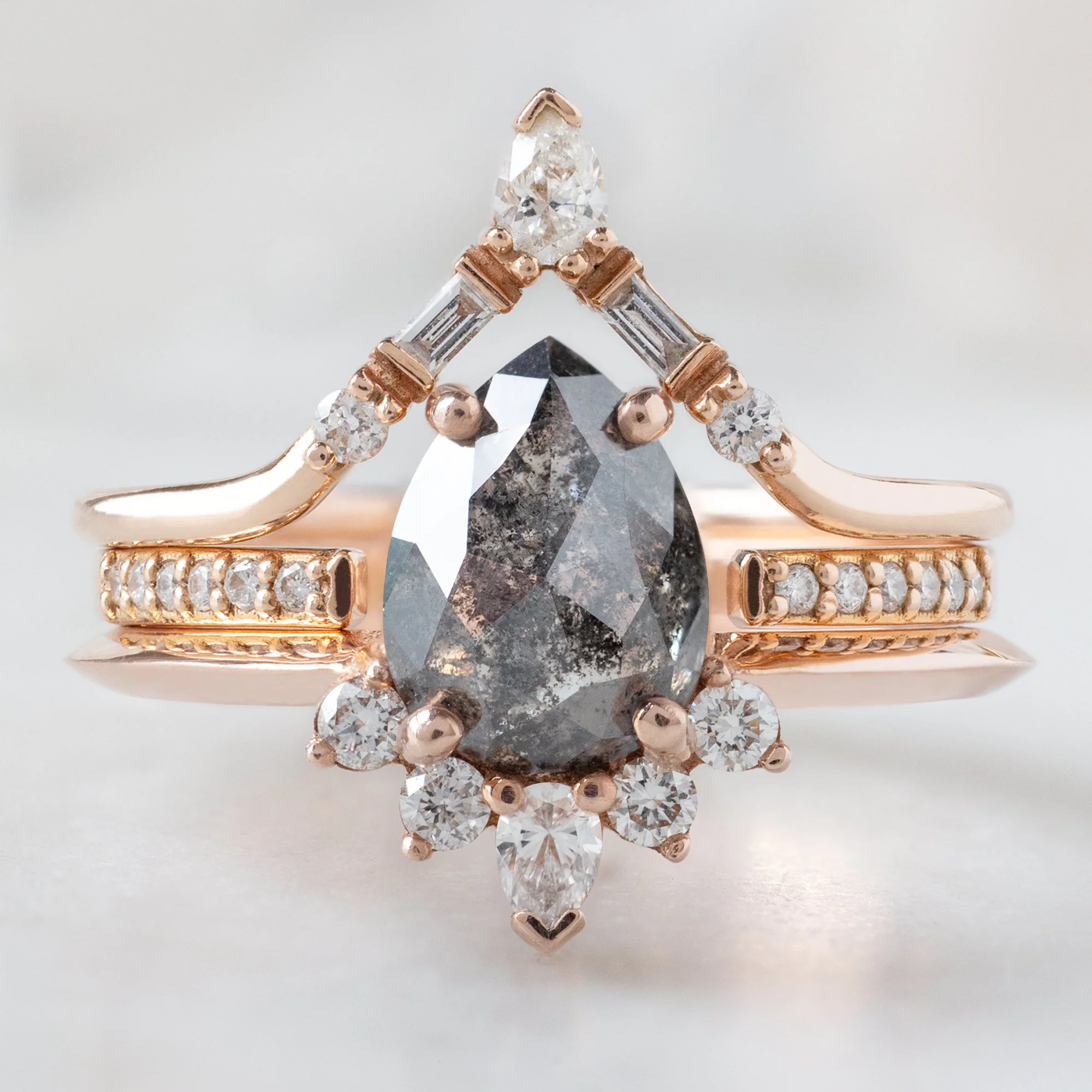 The Aster Ring | 1.41ct Pear Black Diamond in 14K Rose Gold - Image 2