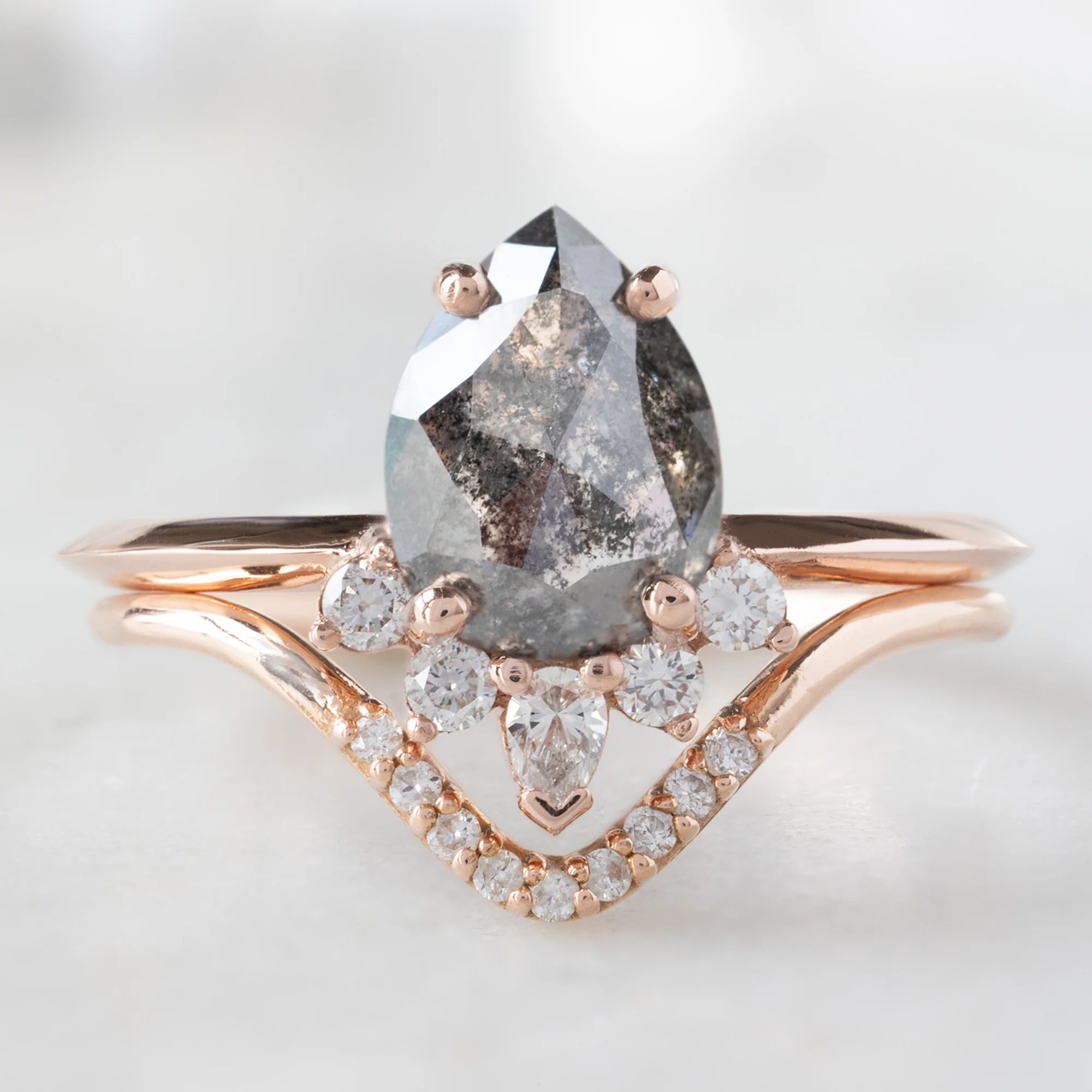 The Aster Ring | 1.41ct Pear Black Diamond in 14K Rose Gold - Image 3