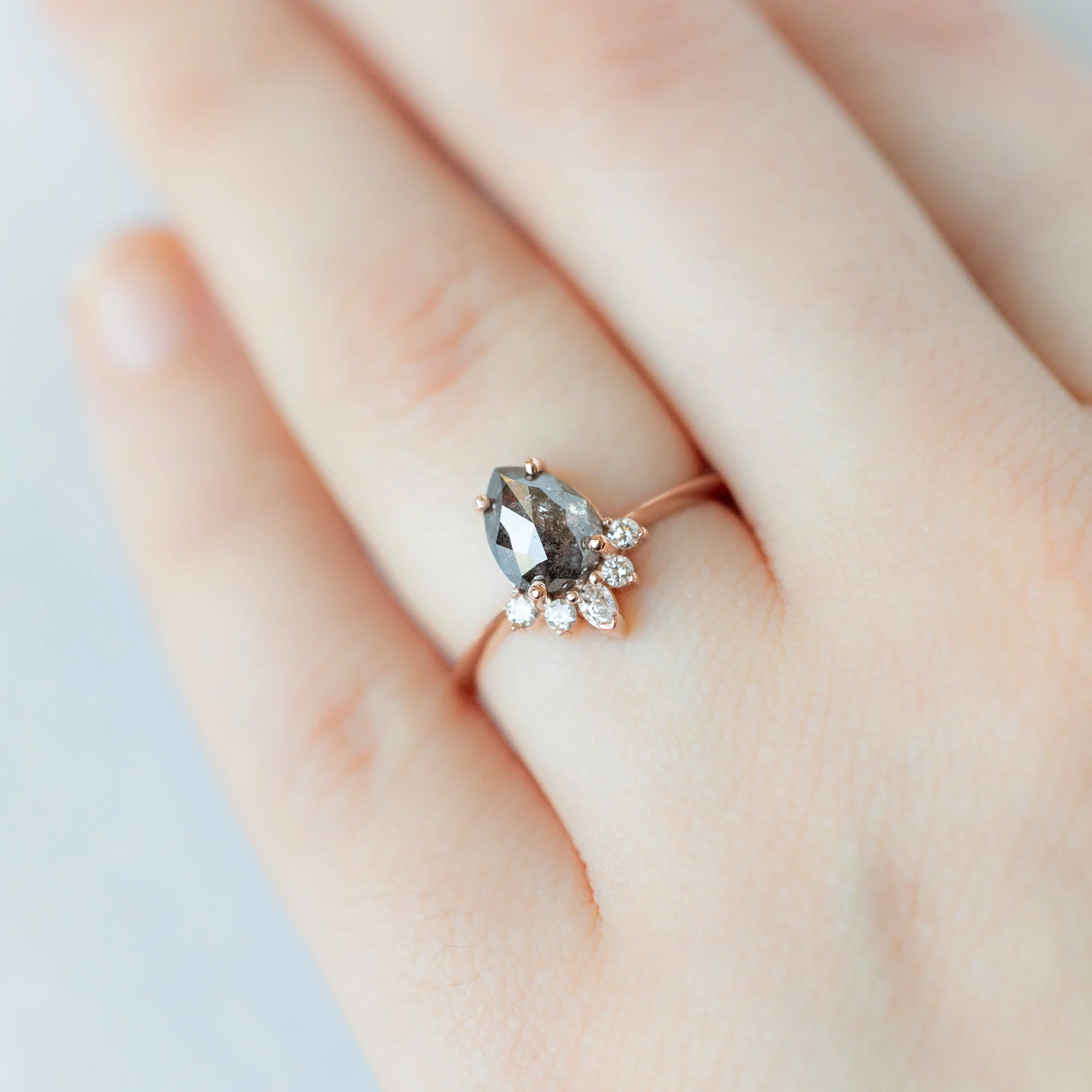 The Aster Ring | 1.41ct Pear Black Diamond in 14K Rose Gold - Image 4