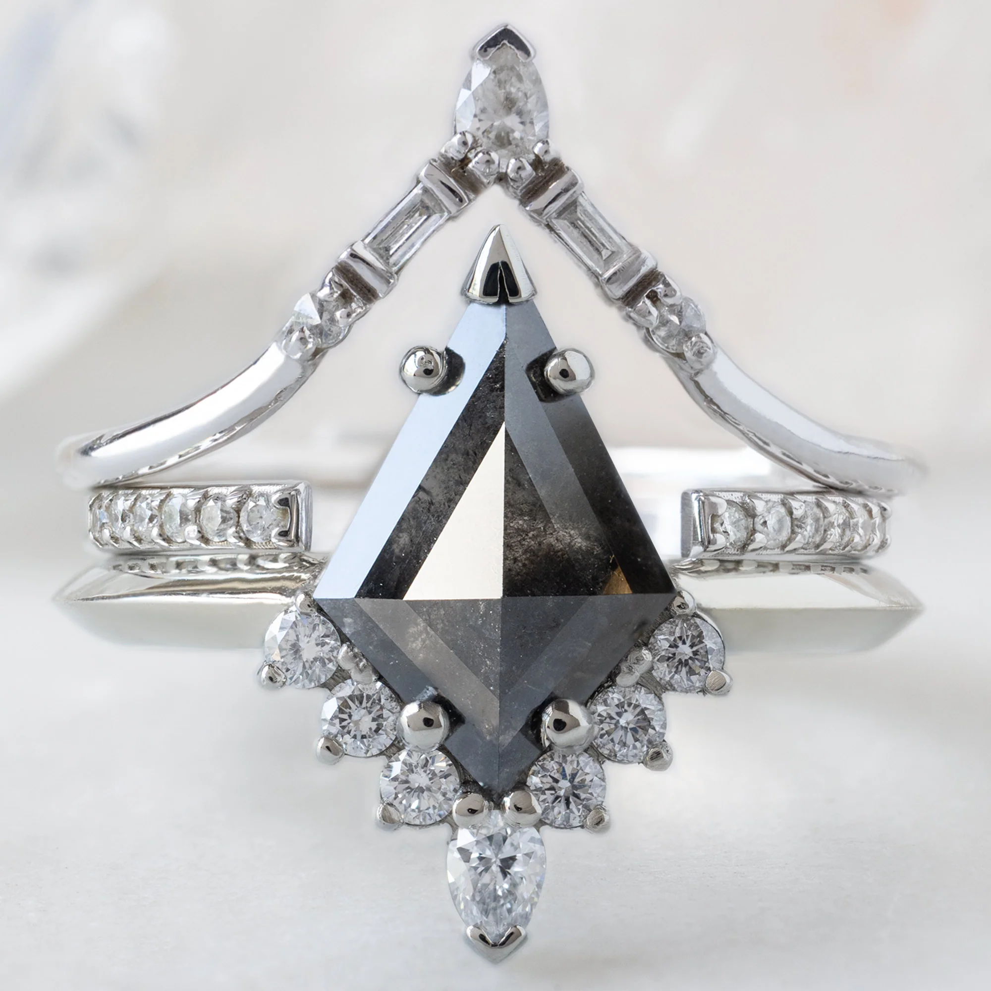 The Aster Ring | 1.44ct Kite Black Diamond in 14K White Gold - Image 2