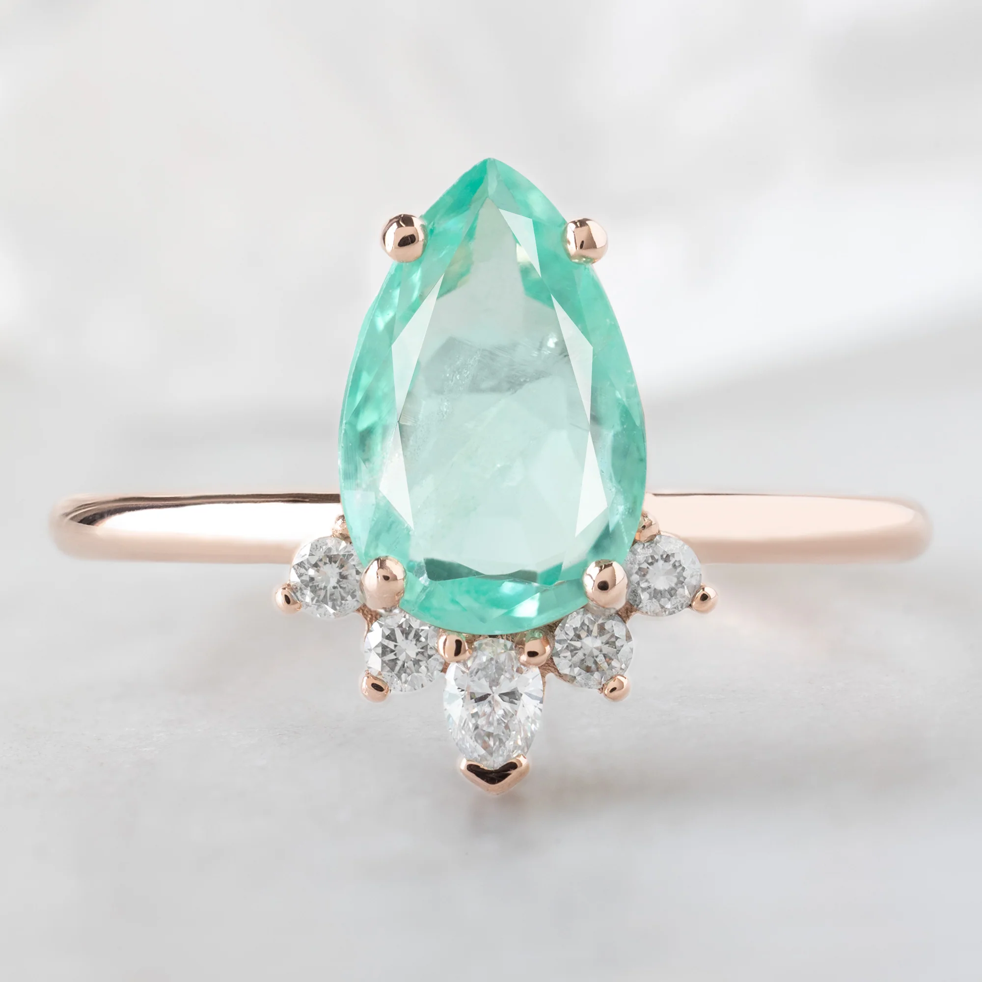 The Aster Ring | 1.48ct Pear Emerald in 14K Rose Gold