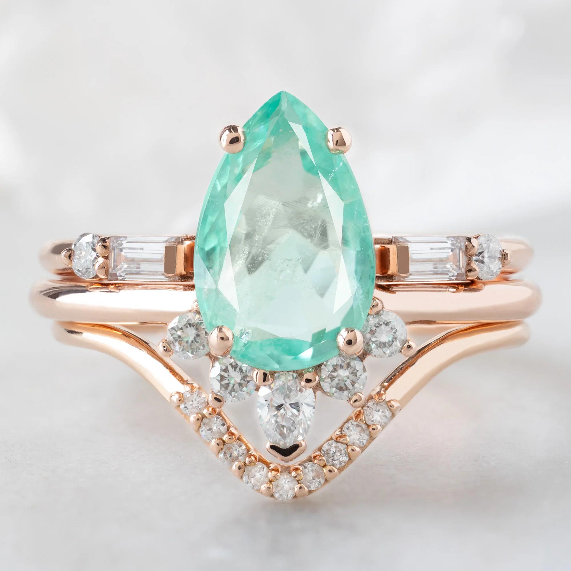 The Aster Ring | 1.48ct Pear Emerald in 14K Rose Gold - Image 2