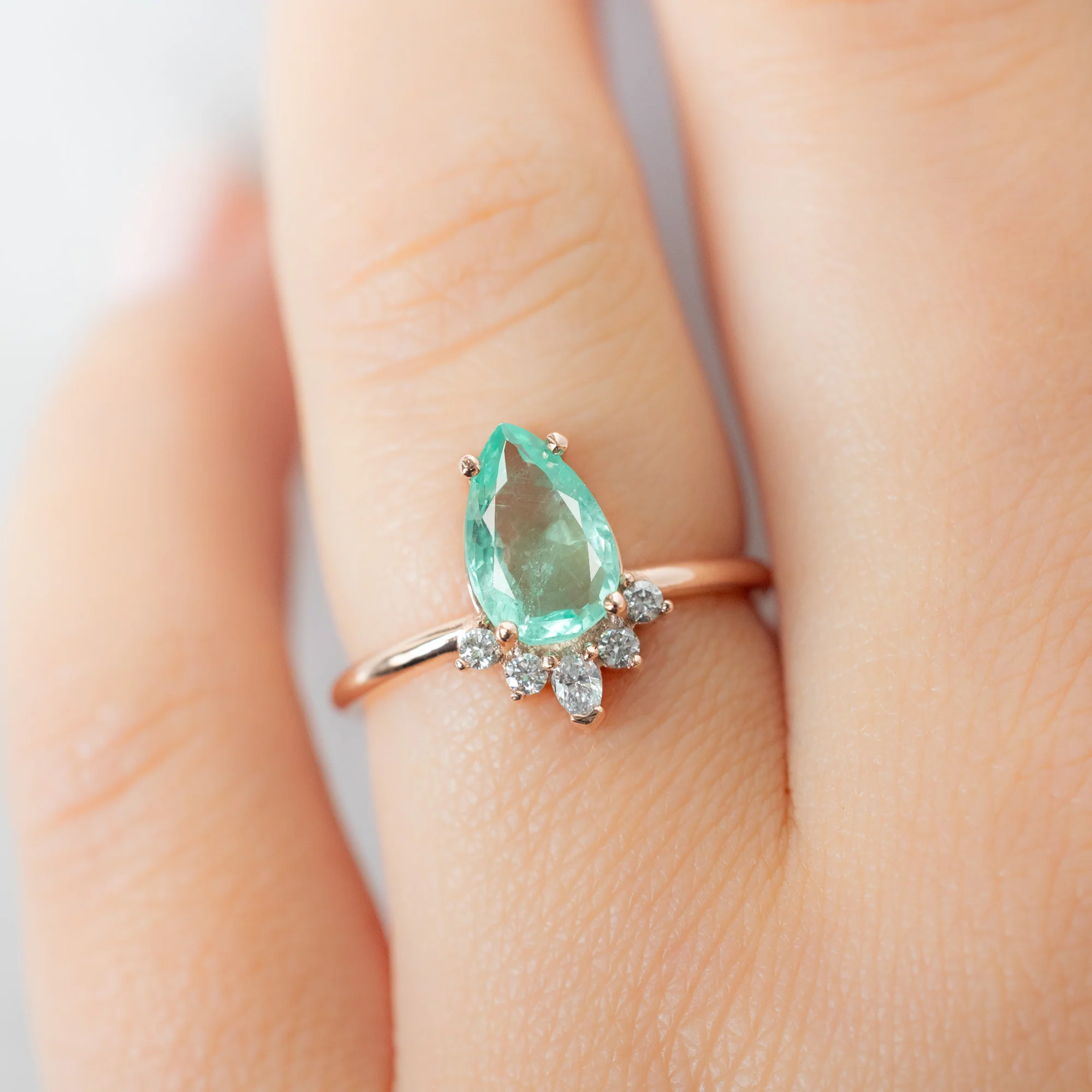 The Aster Ring | 1.48ct Pear Emerald in 14K Rose Gold - Image 4