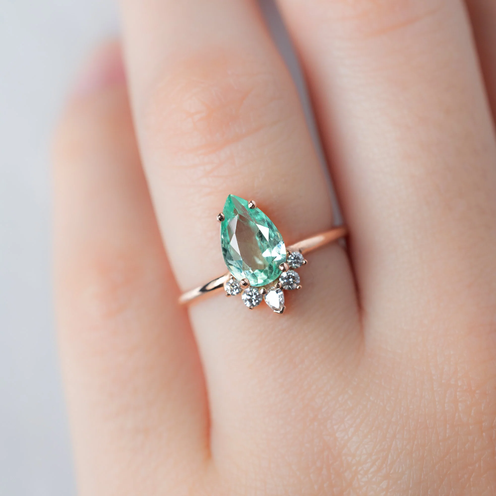 The Aster Ring | 1.54ct Pear Emerald in 14K Rose Gold - Image 4