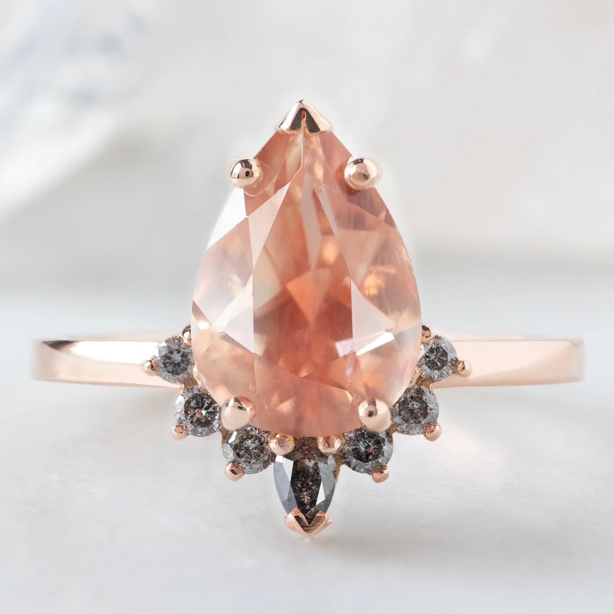 The Aster Ring | 1.90ct Pear Oregon Sunstone in 14K Rose Gold