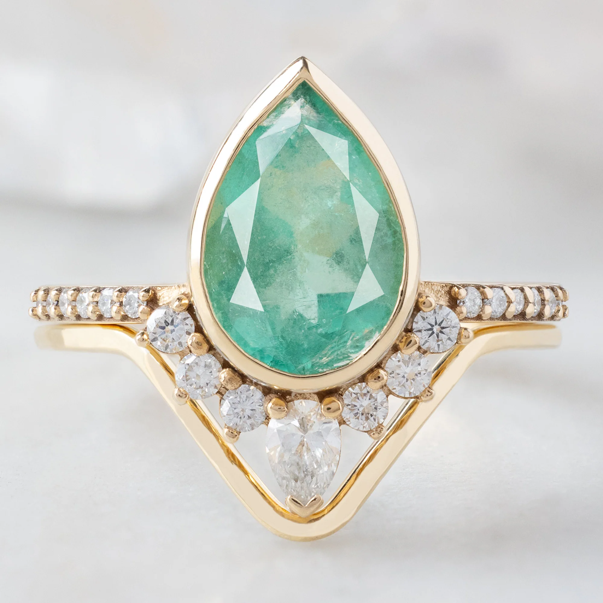 The Aster Ring | 2.12ct Pear Emerald in 14K Yellow Gold - Image 3