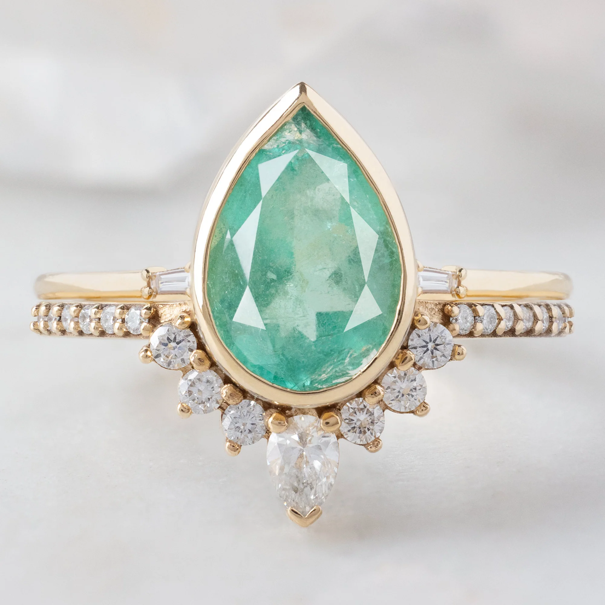 The Aster Ring | 2.12ct Pear Emerald in 14K Yellow Gold - Image 4