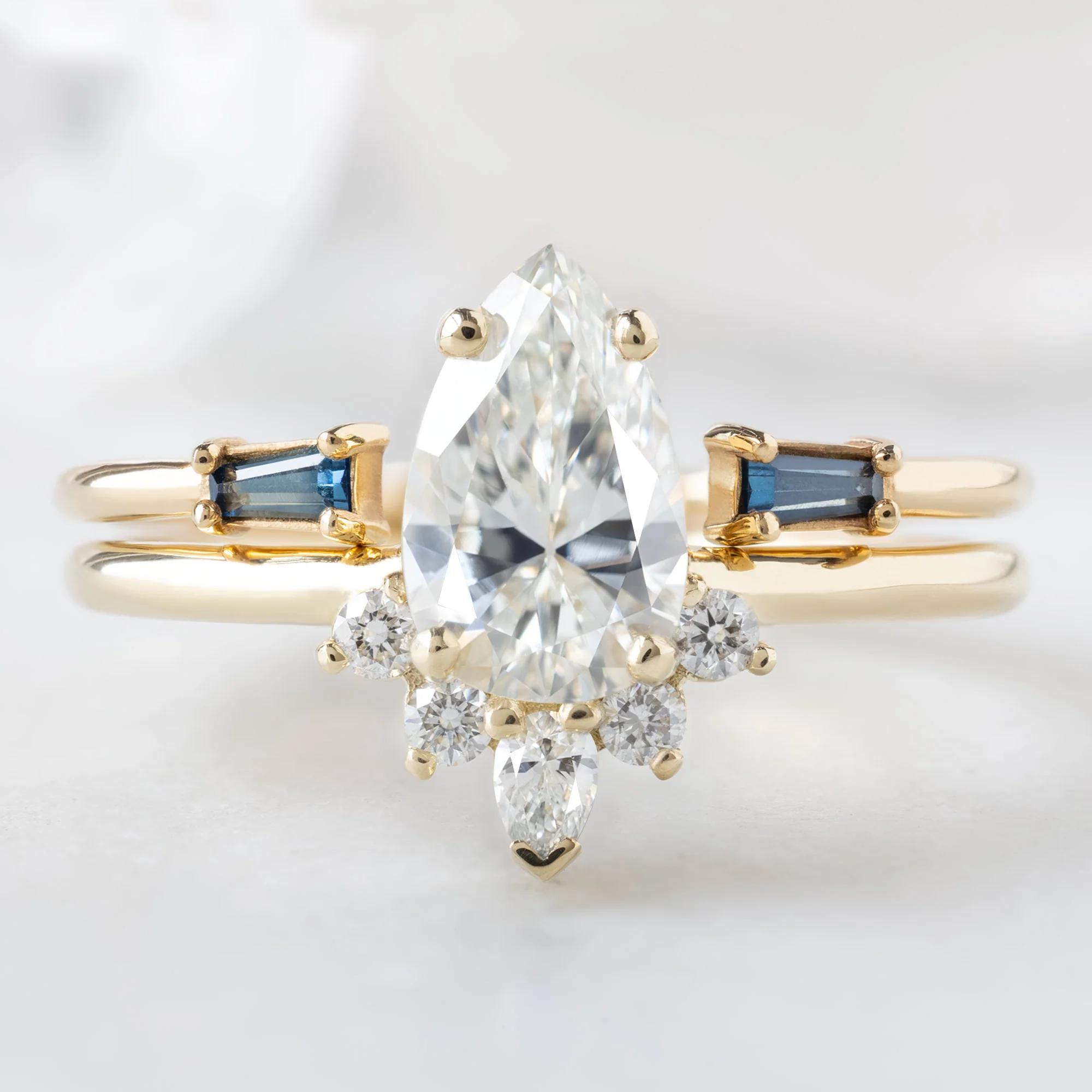 The Aster Ring | .83ct Natural Pear White Diamond in 14K Yellow Gold - Image 3