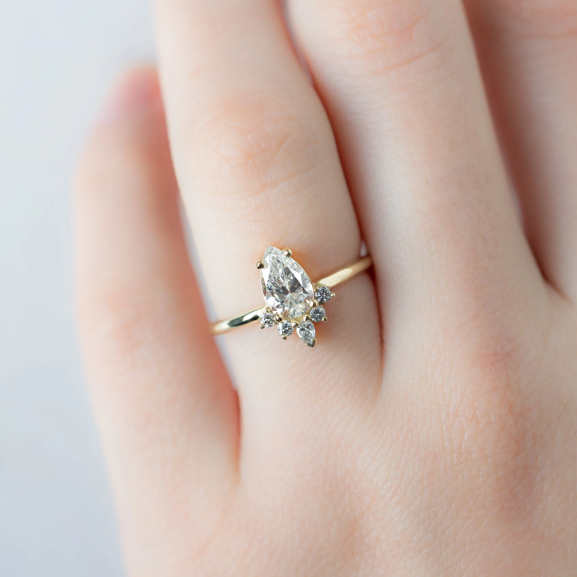 The Aster Ring | .83ct Natural Pear White Diamond in 14K Yellow Gold - Image 4