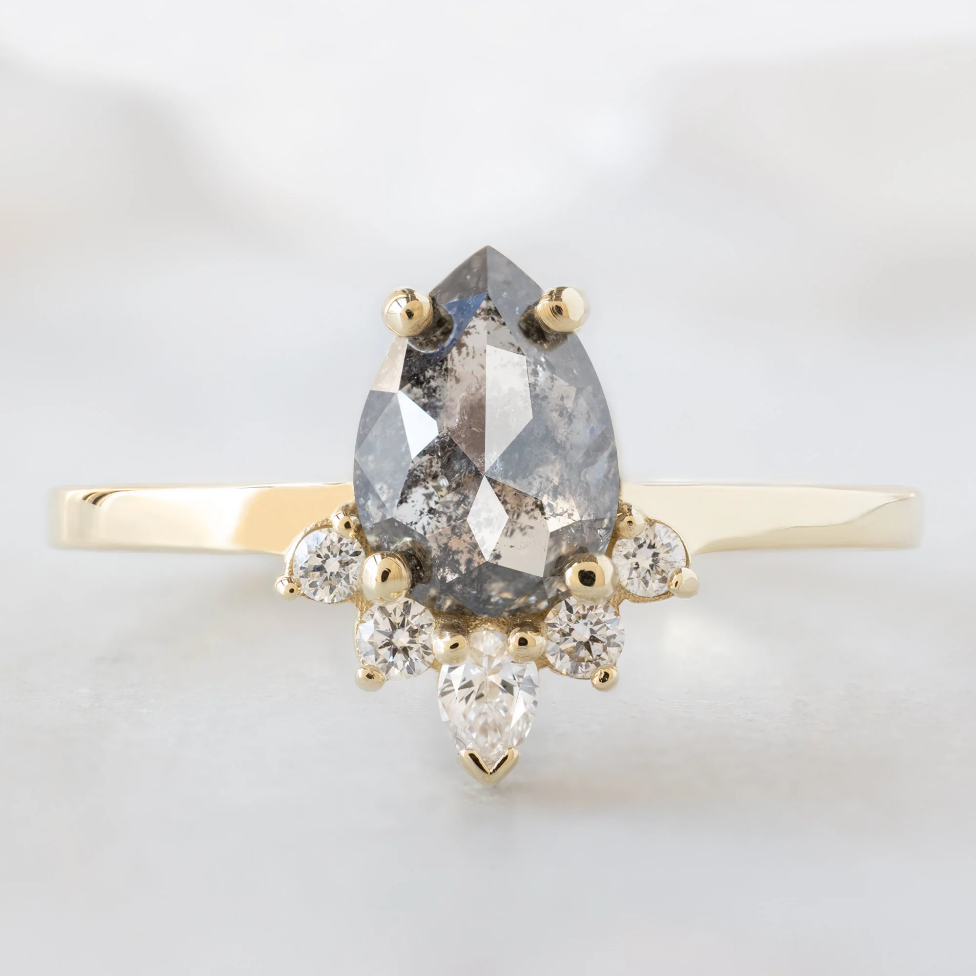The Aster Ring | .90ct Pear Salt and Pepper Diamond in 14K Yellow Gold