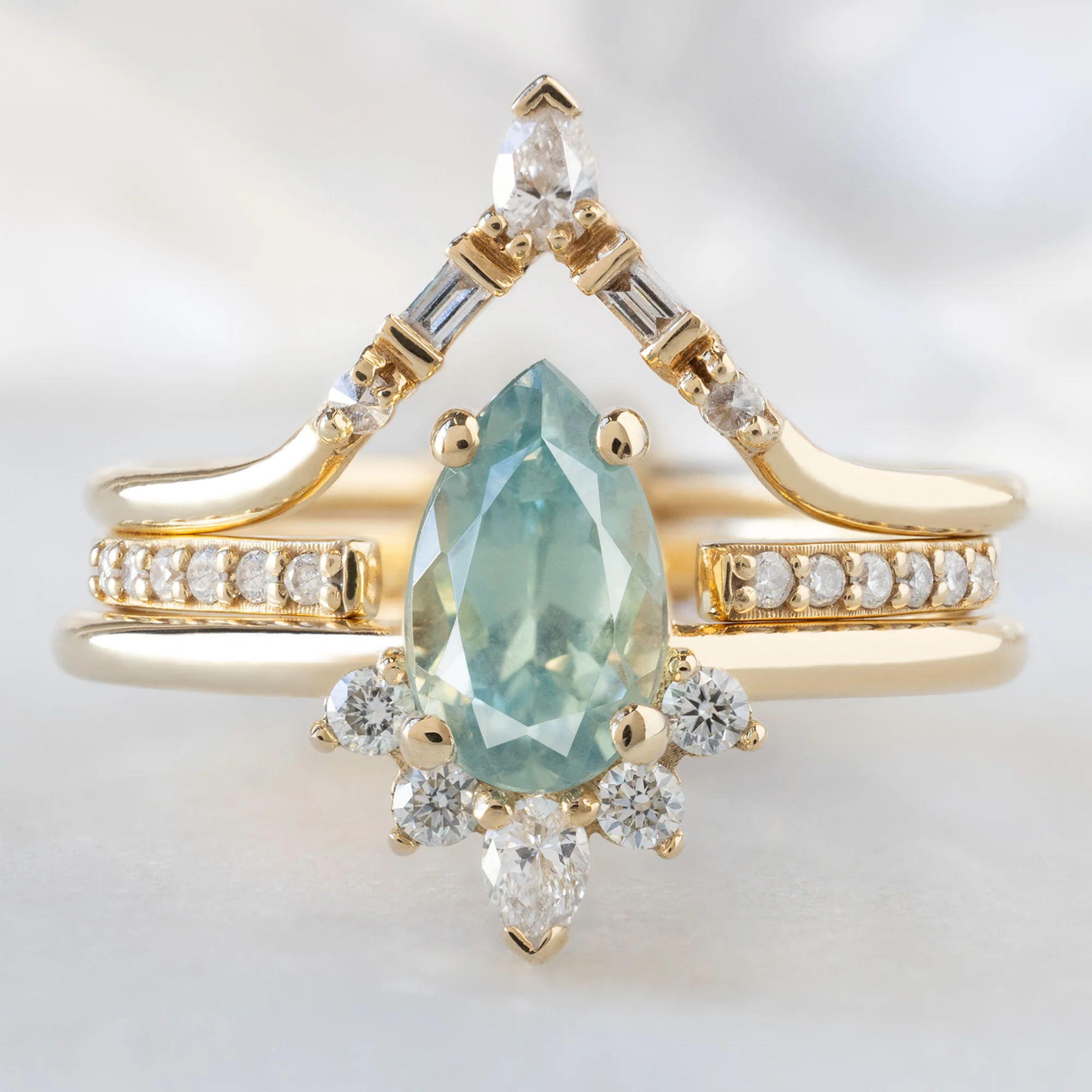 The Aster Ring | Build Your Own Pear Blue Sapphire Engagement Ring - Image 3
