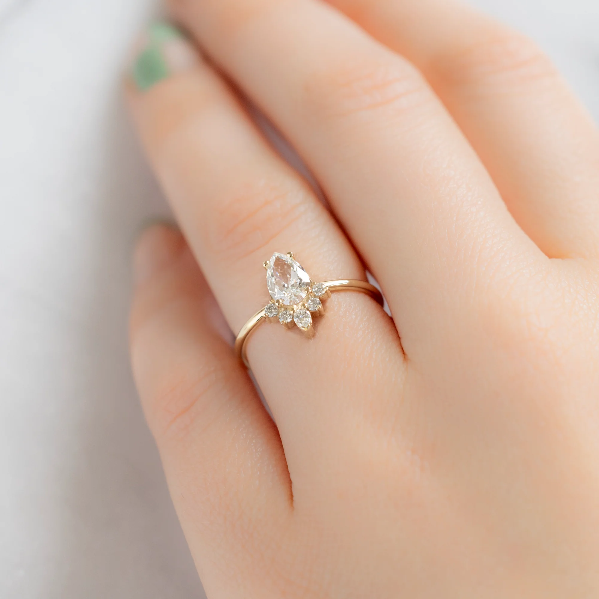 The Aster Ring | Build Your Own Pear White Diamond Engagement Ring - Image 8