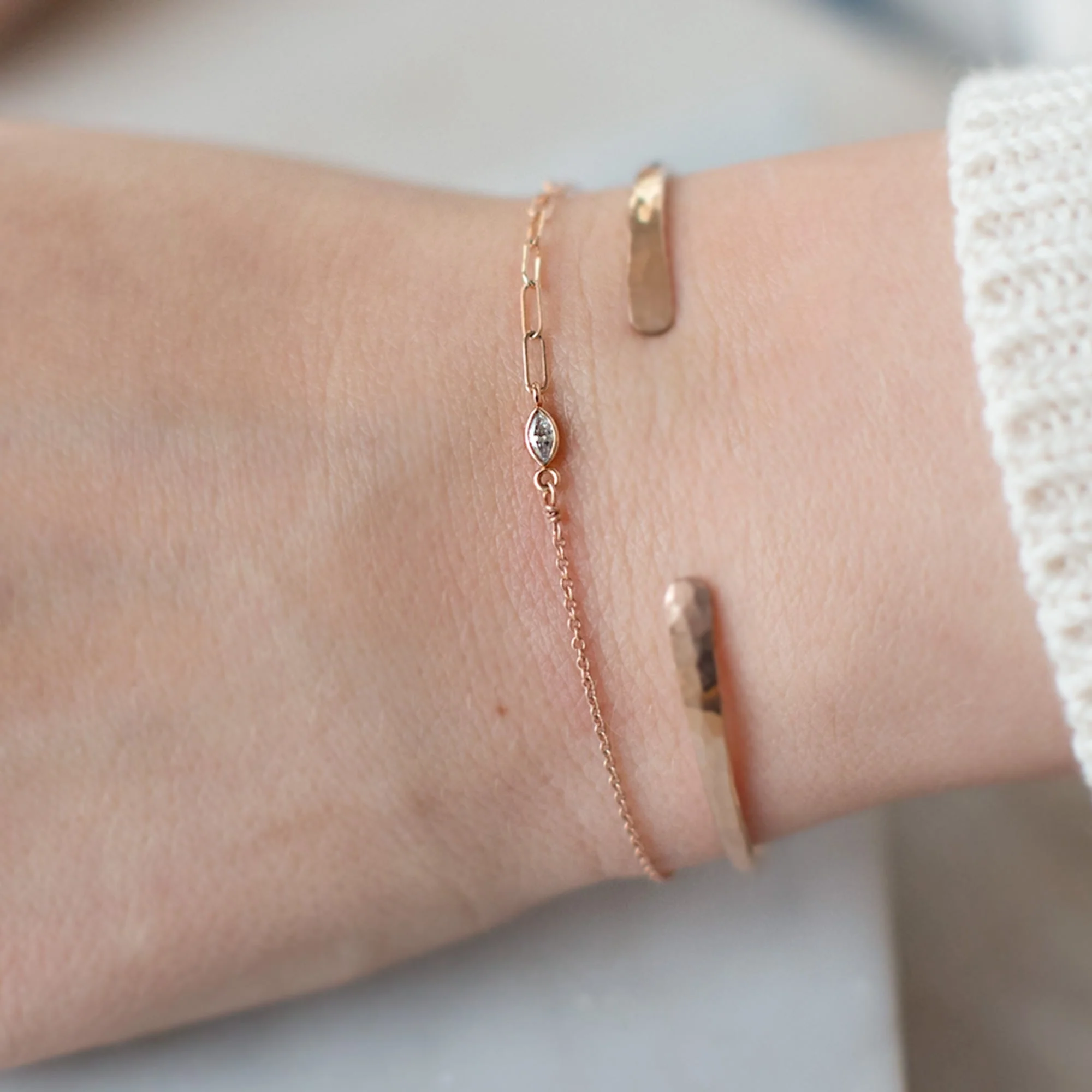 The Asymmetrical Diamond Eye Bracelet | Yellow, Rose or White Gold - Image 3