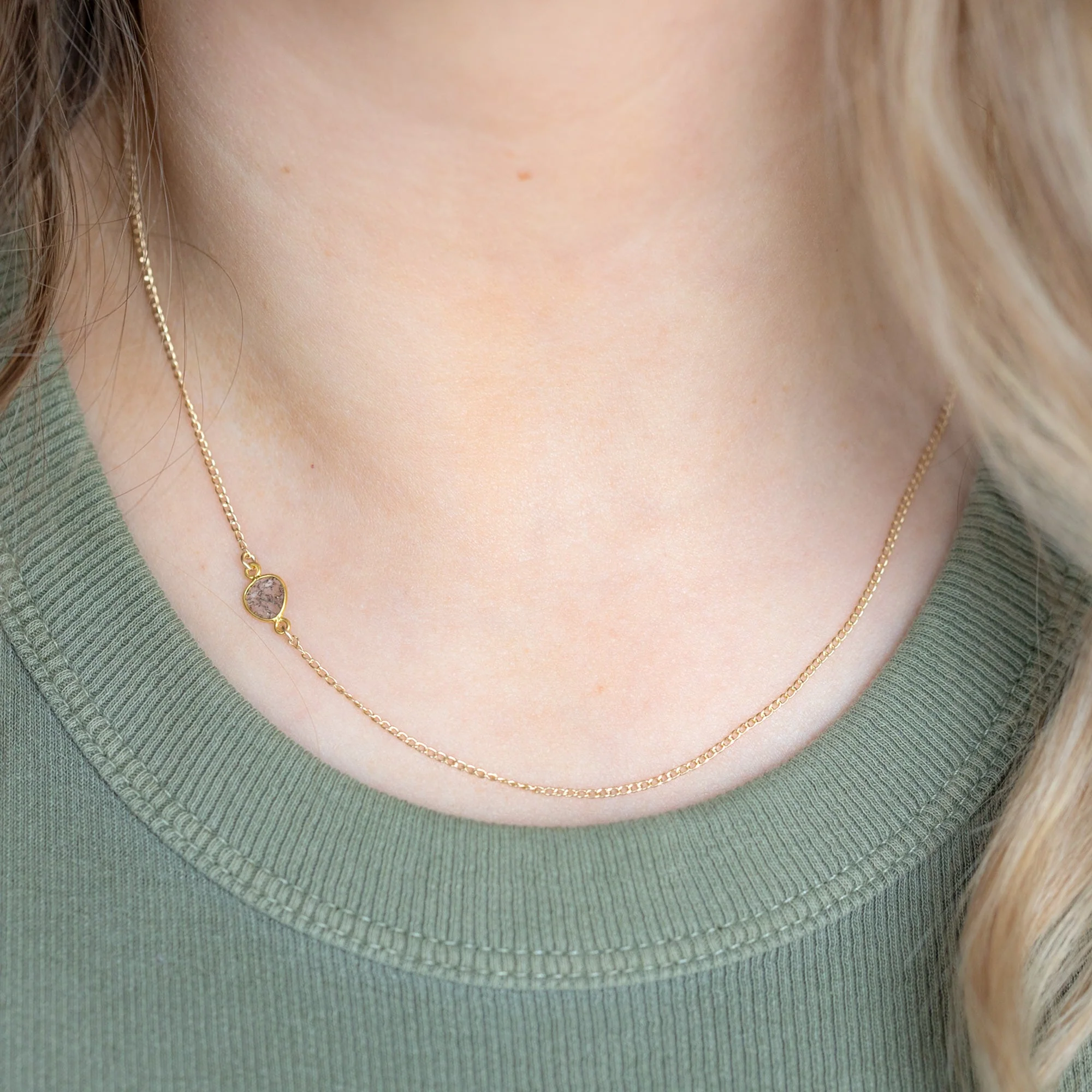 The Asymmetrical Salt and Pepper Diamond Slice Necklace | Yellow Gold - Image 2