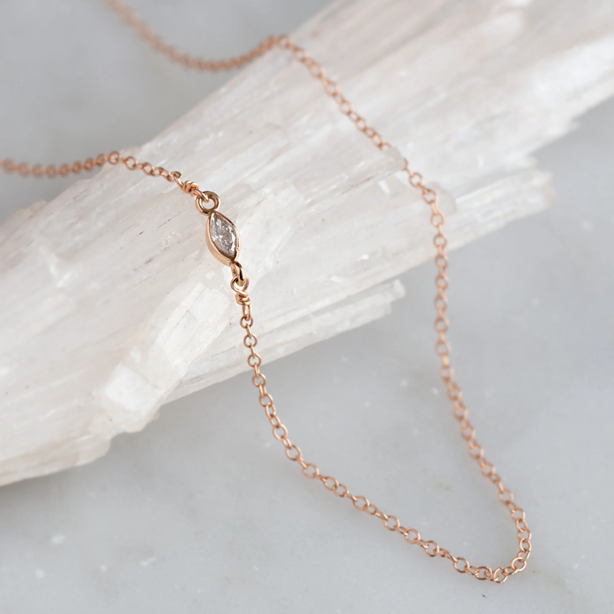 The Asymmetrical White Diamond Eye Necklace | Yellow, Rose or White Gold