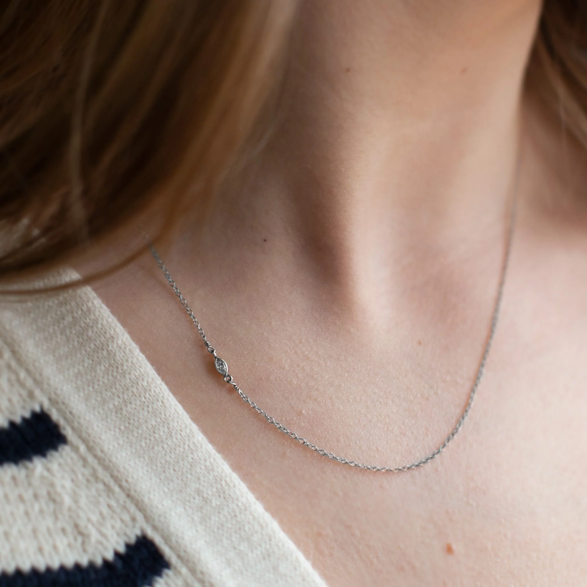 The Asymmetrical White Diamond Eye Necklace | Yellow, Rose or White Gold - Image 8