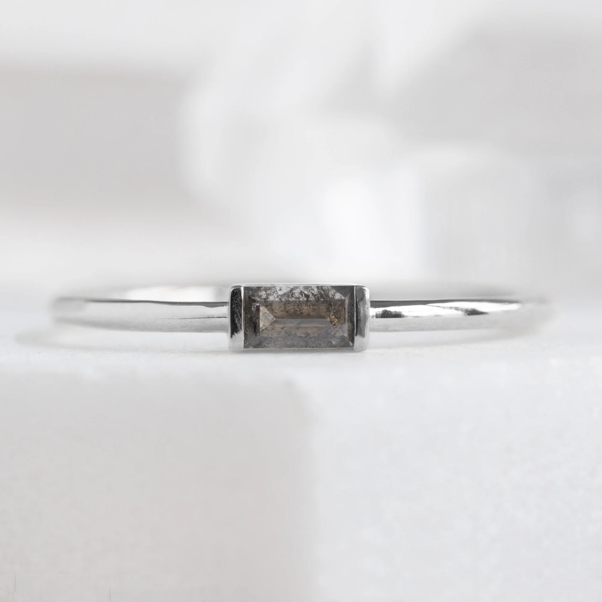 The Baguette Salt and Pepper Diamond Line Ring | Yellow, Rose or White Gold - Image 5
