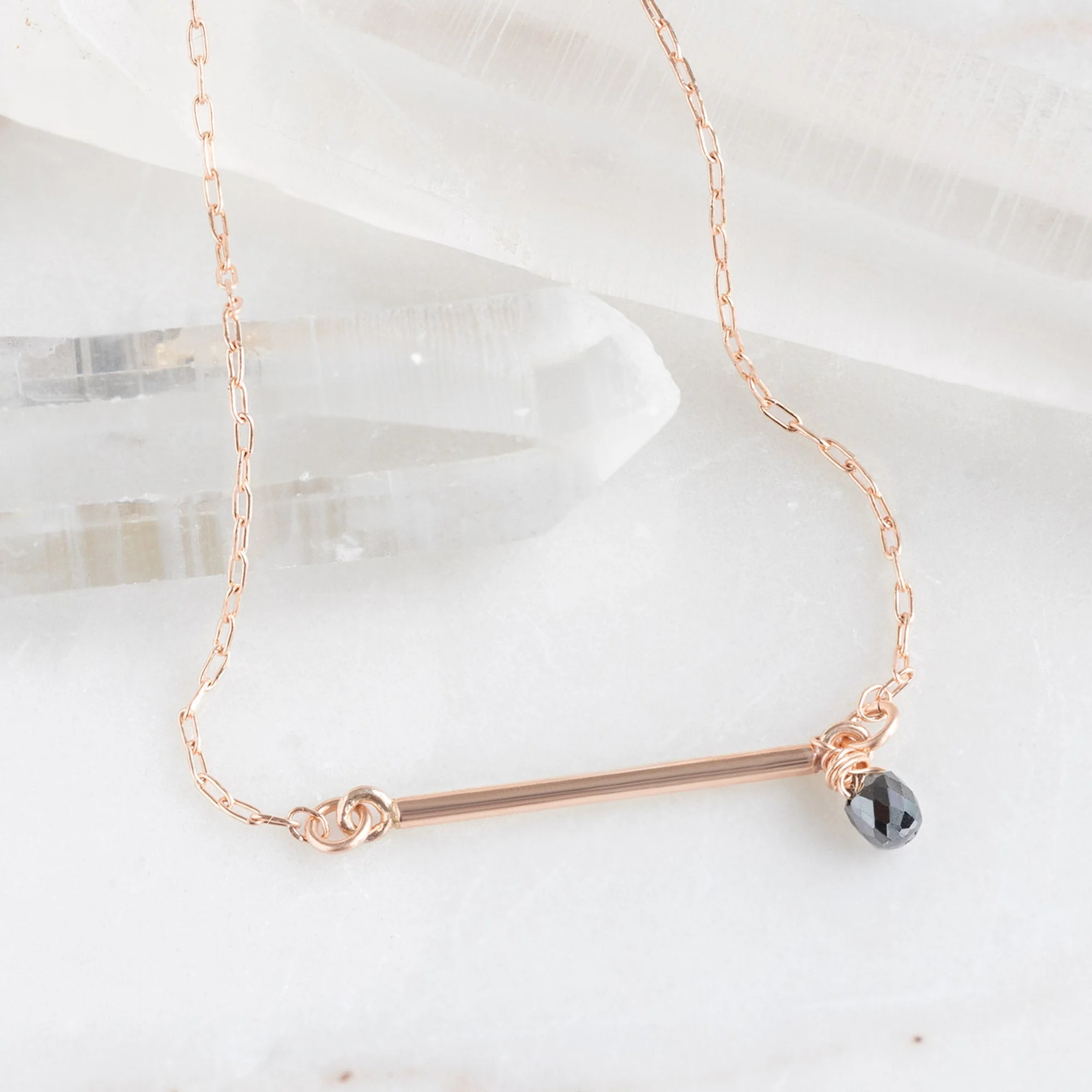 The Black Diamond Briolette Bar Bracelet | Yellow or Rose Gold - Image 3