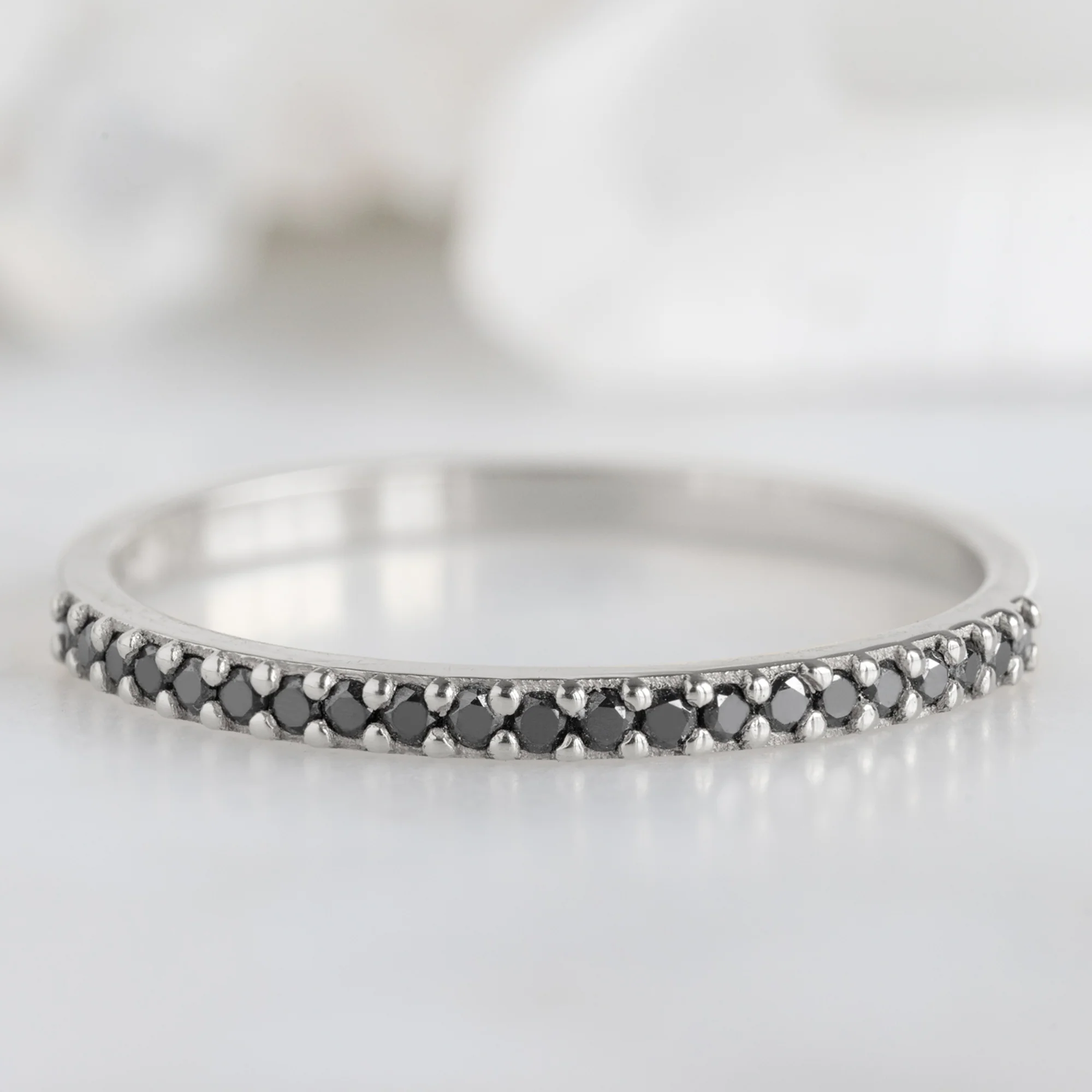 The Black Diamond Pavé Wedding Band | Yellow, Rose or White Gold - Image 5