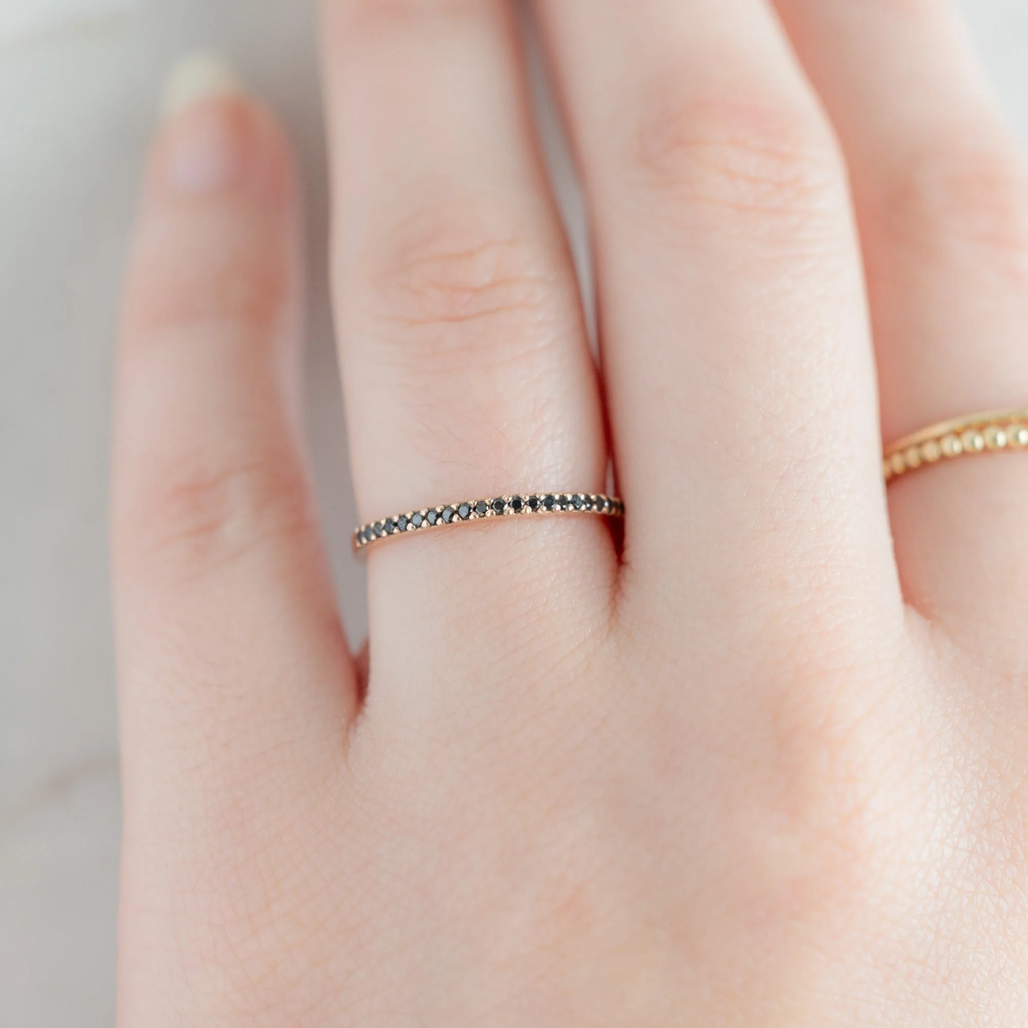 The Black Diamond Pavé Wedding Band | Yellow, Rose or White Gold - Image 7