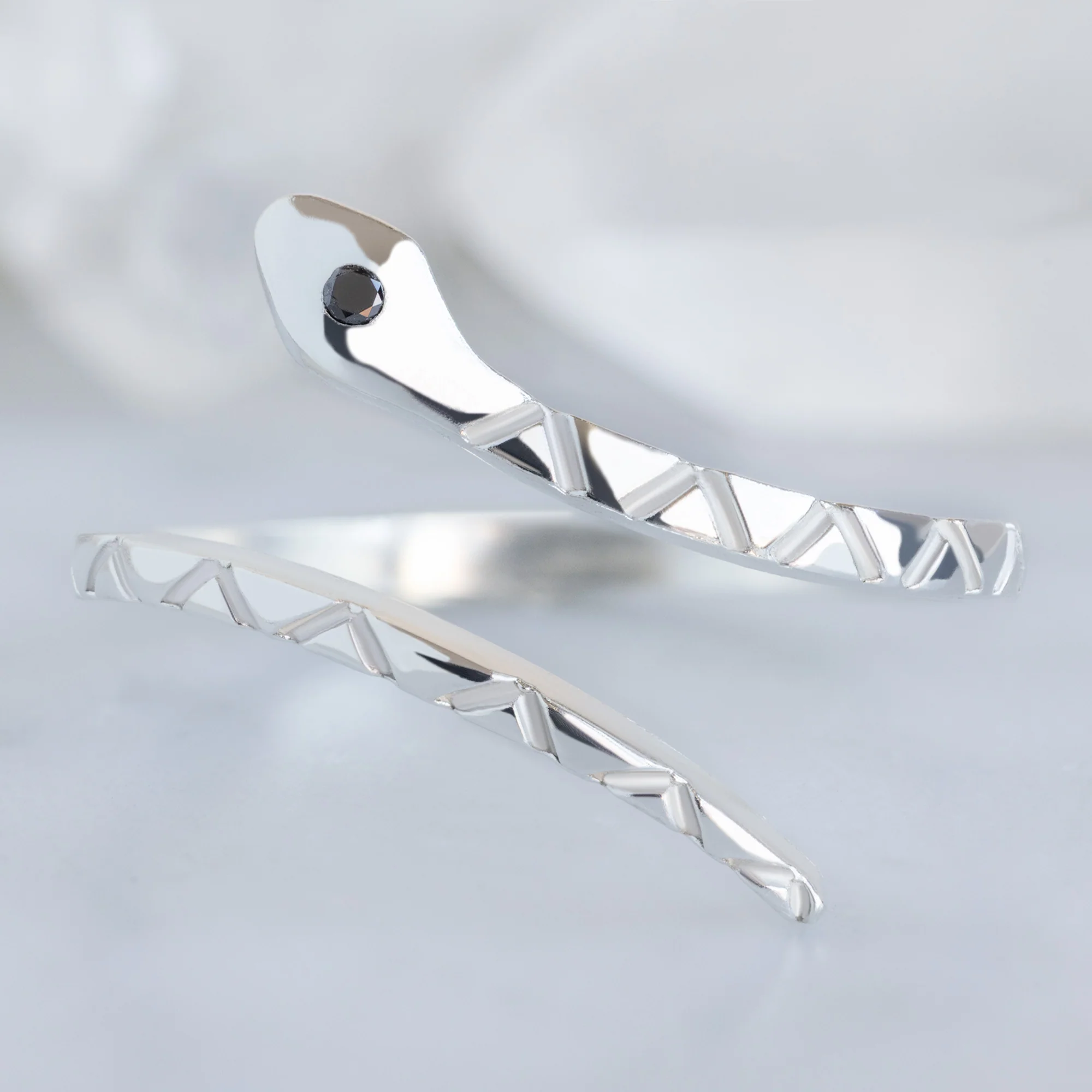 The Black Diamond Serpent Ring | Sterling Silver