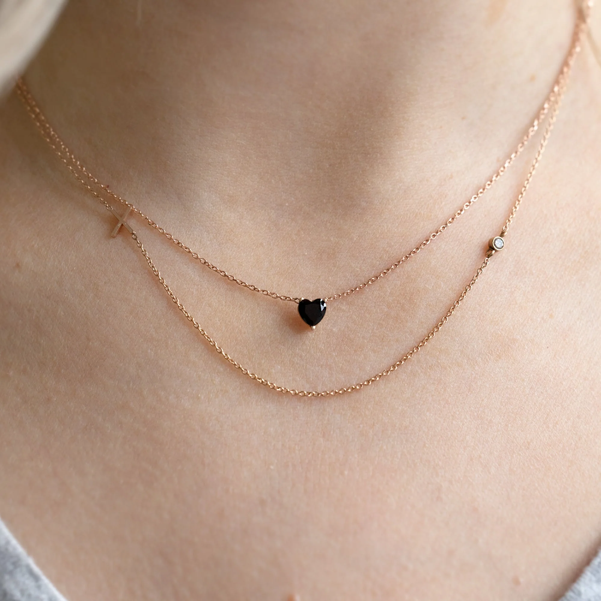 The Black Onyx Gemstone Heart Necklace | Yellow, Rose or White Gold - Image 3