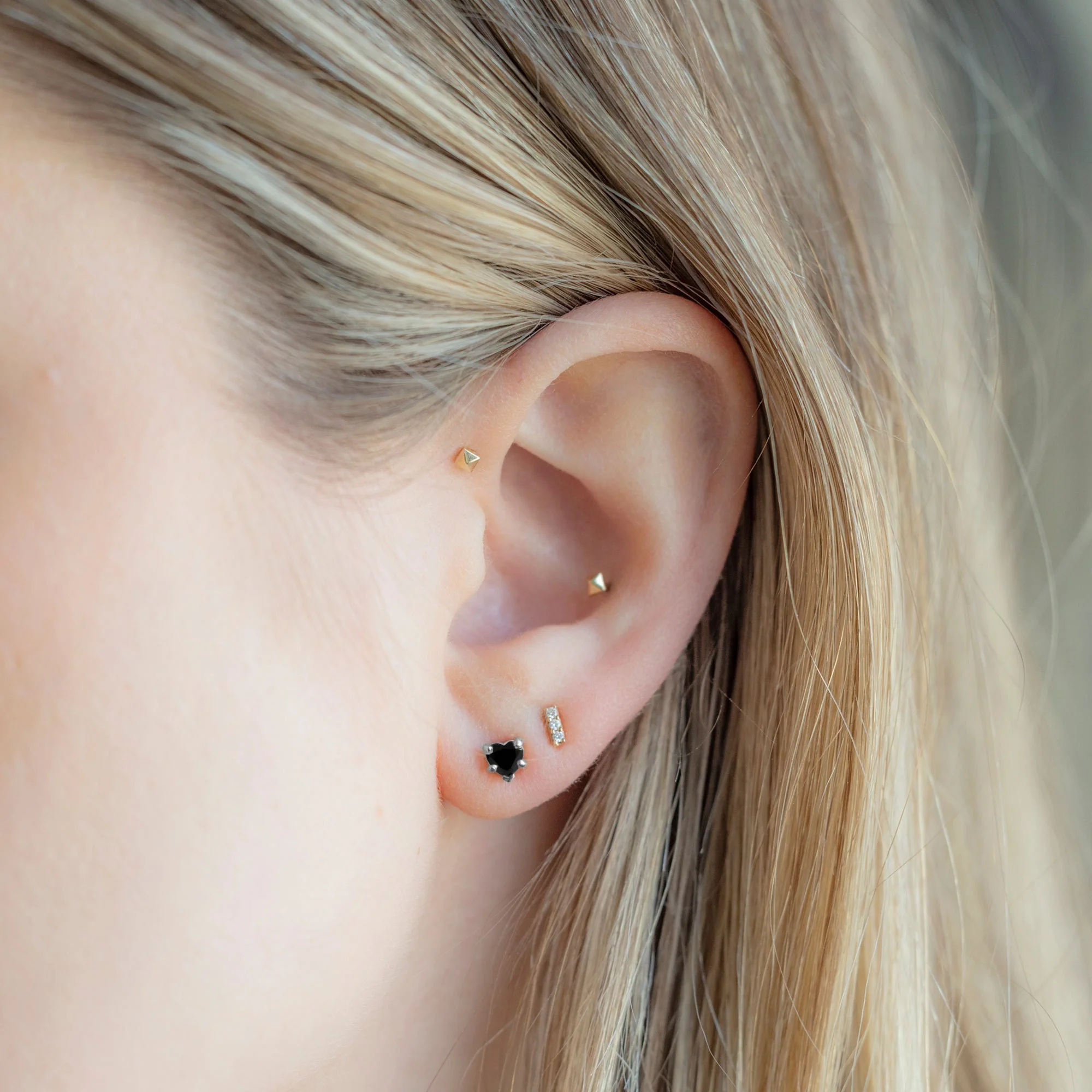 The Black Onyx Gemstone Heart Stud Earrings | Yellow, Rose or White Gold - Image 8