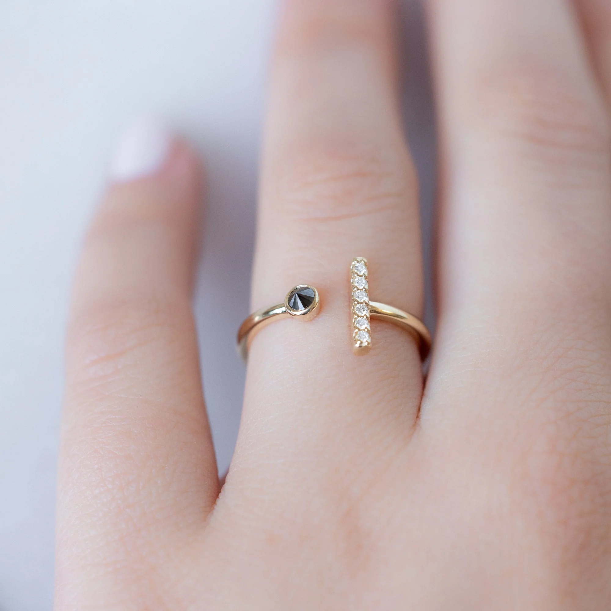The Black + White Diamond Linea Ring | Yellow, Rose or White Gold - Image 5