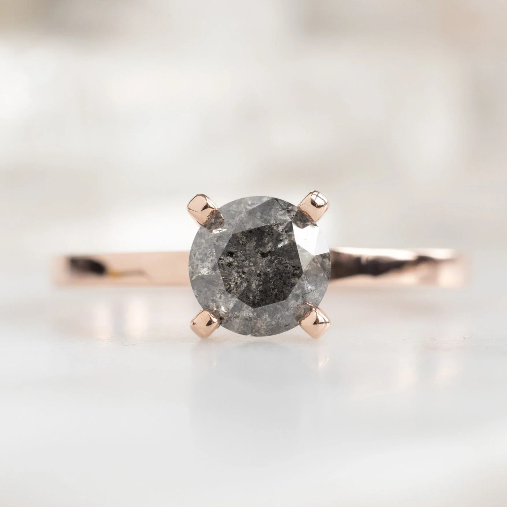 Design Your Own Custom | Round Salt and Pepper Diamond Engagement Ring - Image 4