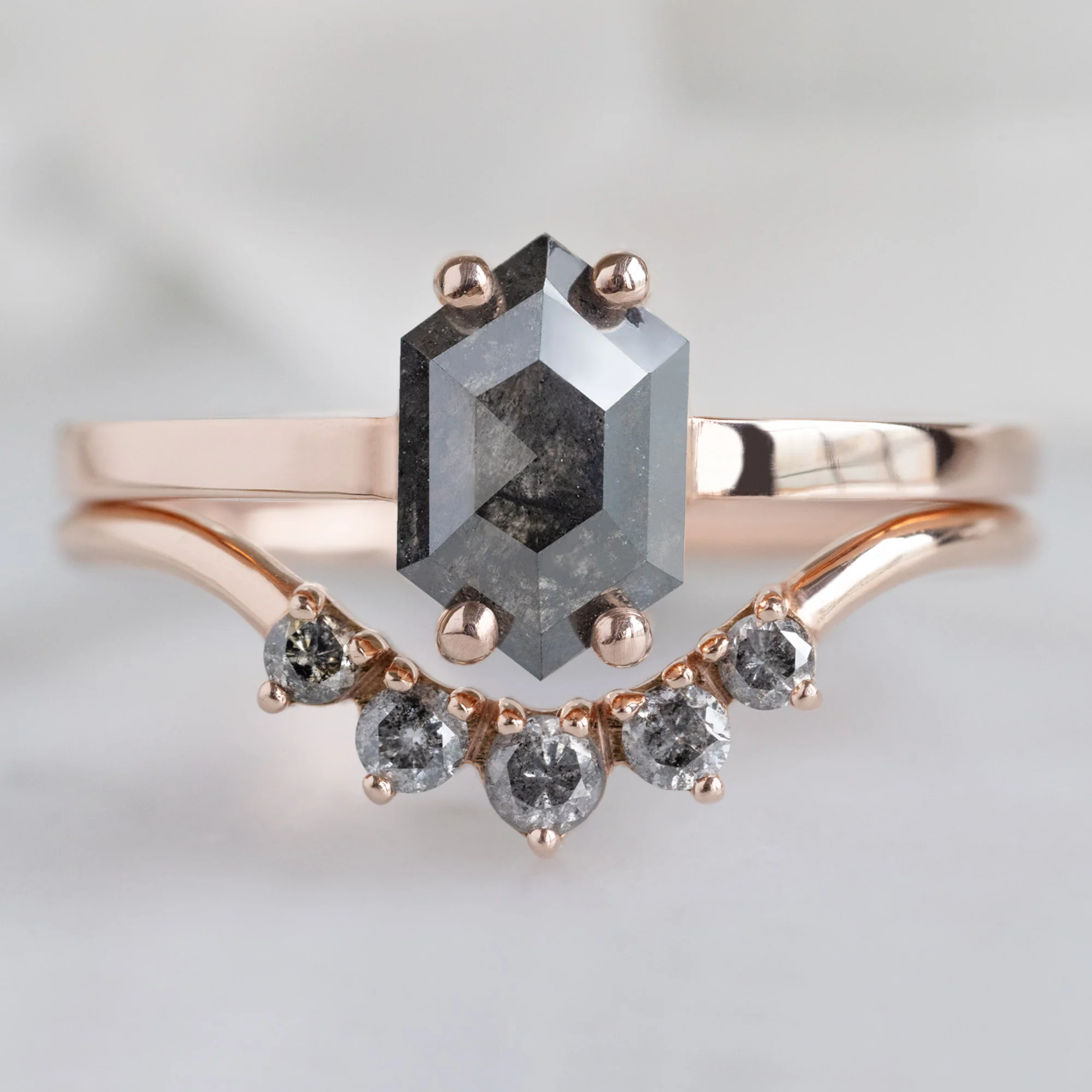 The Bryn Ring | 0.88ct Black Hexagon Diamond in 14K Rose Gold - Image 3