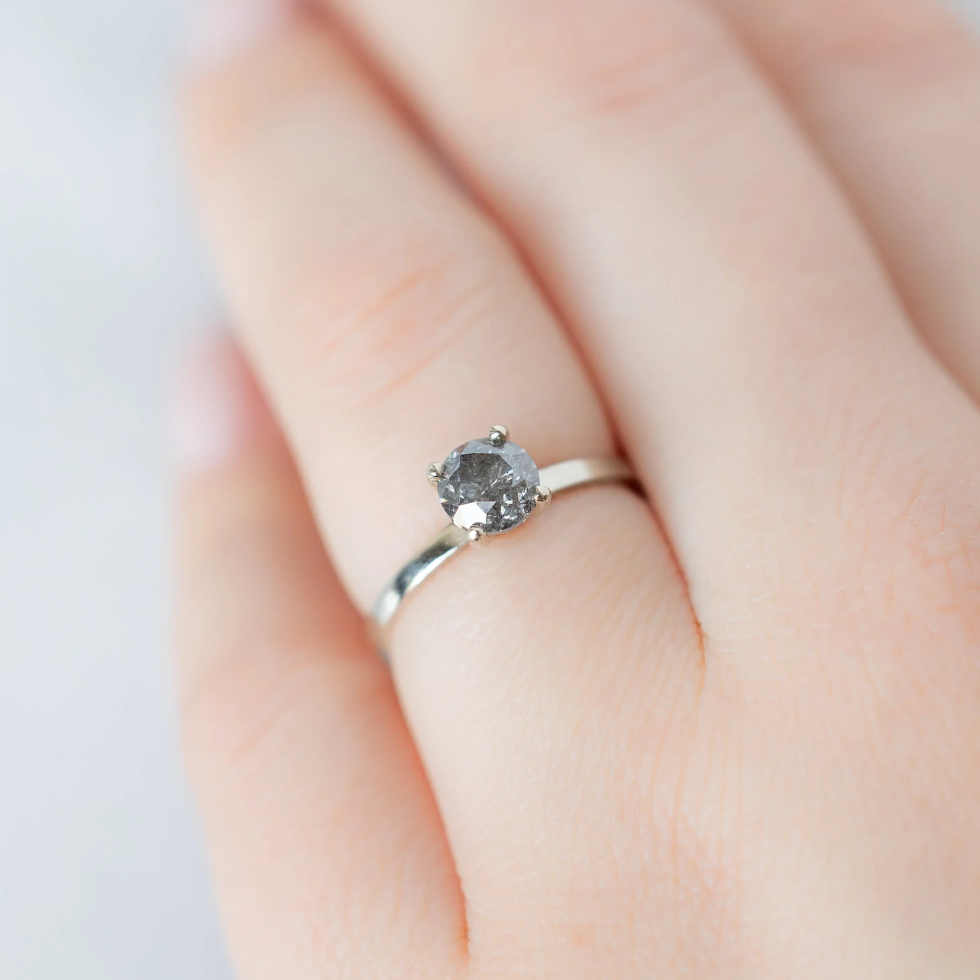 The Bryn Ring | 1.01ct Round Salt and Pepper Diamond in 14K White Gold - Image 5